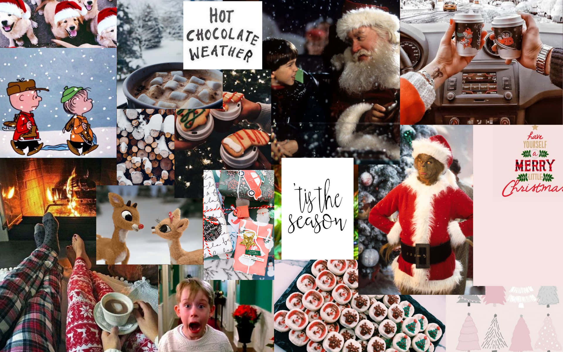 A Collage Of Christmas Pictures With Santa Claus And A Christmas Tree