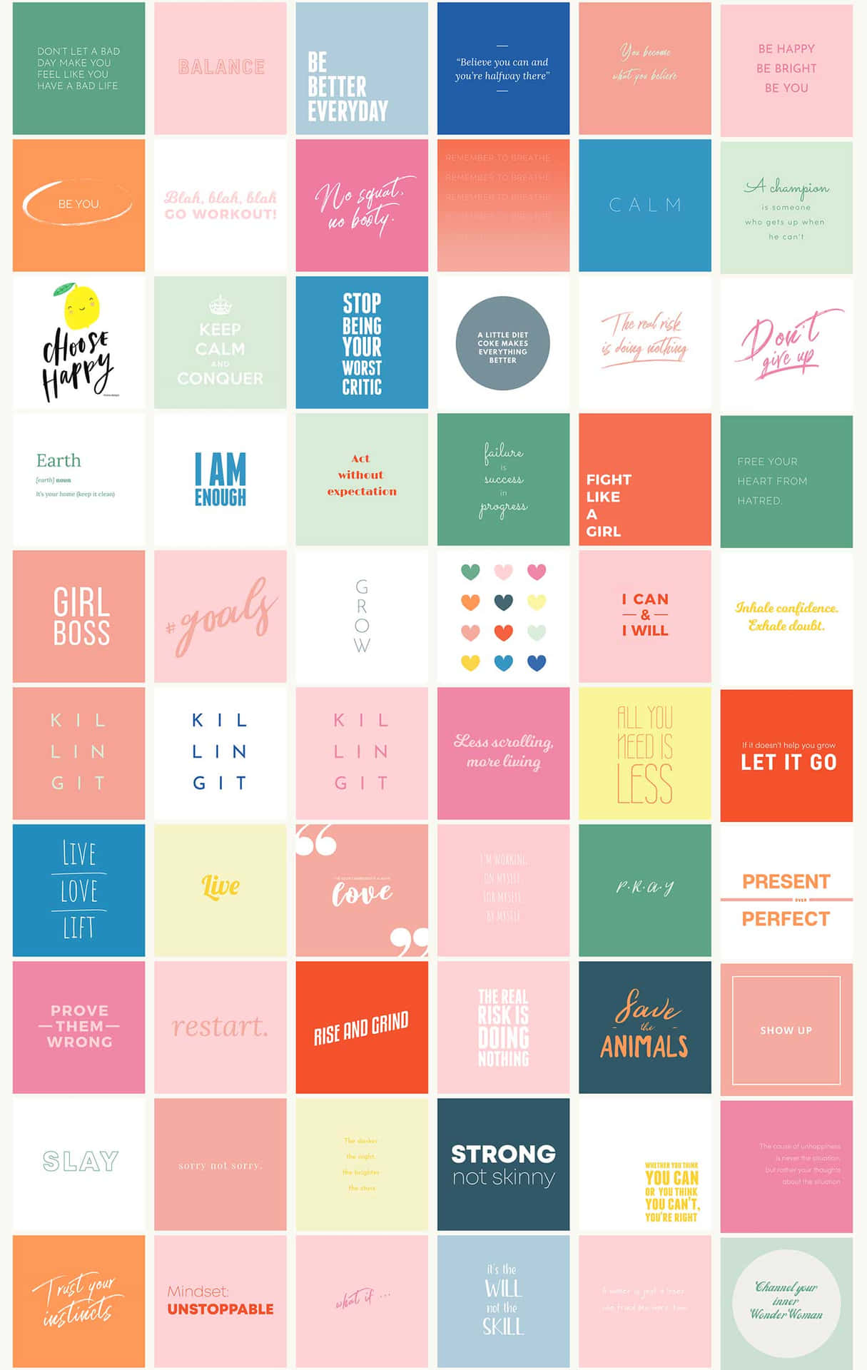 A Collage Of Different Colors And Words Background
