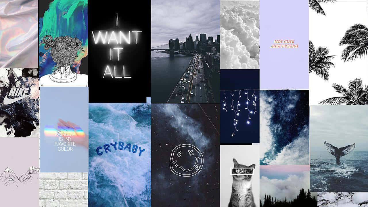 A Collage Of Different Images With Different Colors Background