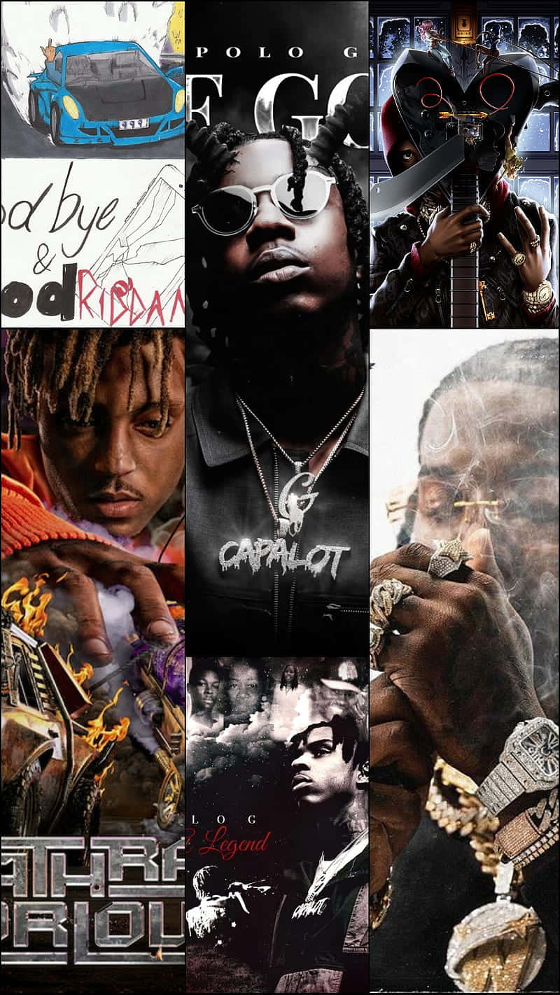 A Collage Of Different Rappers And Their Music Background