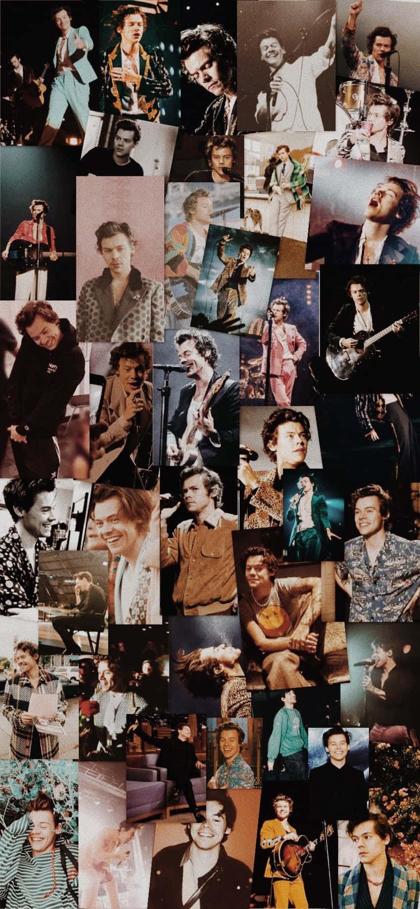 A Collage Of Harry Styles Background