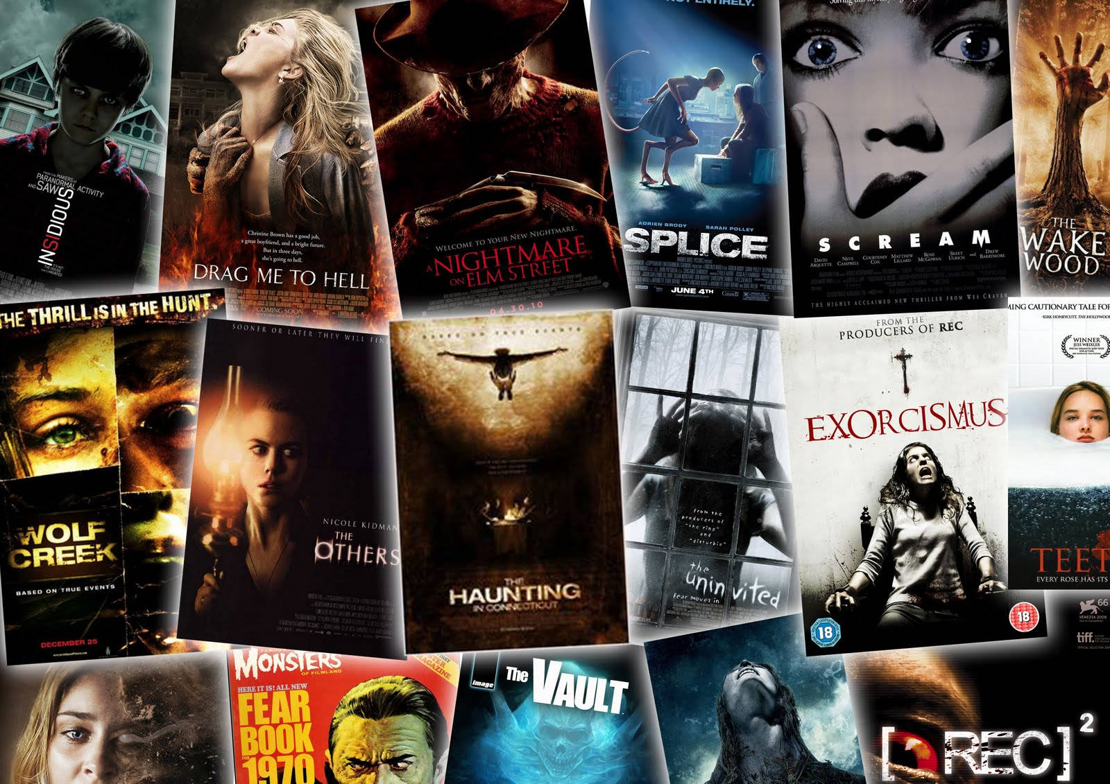 A Collage Of Horror Movie Posters Background