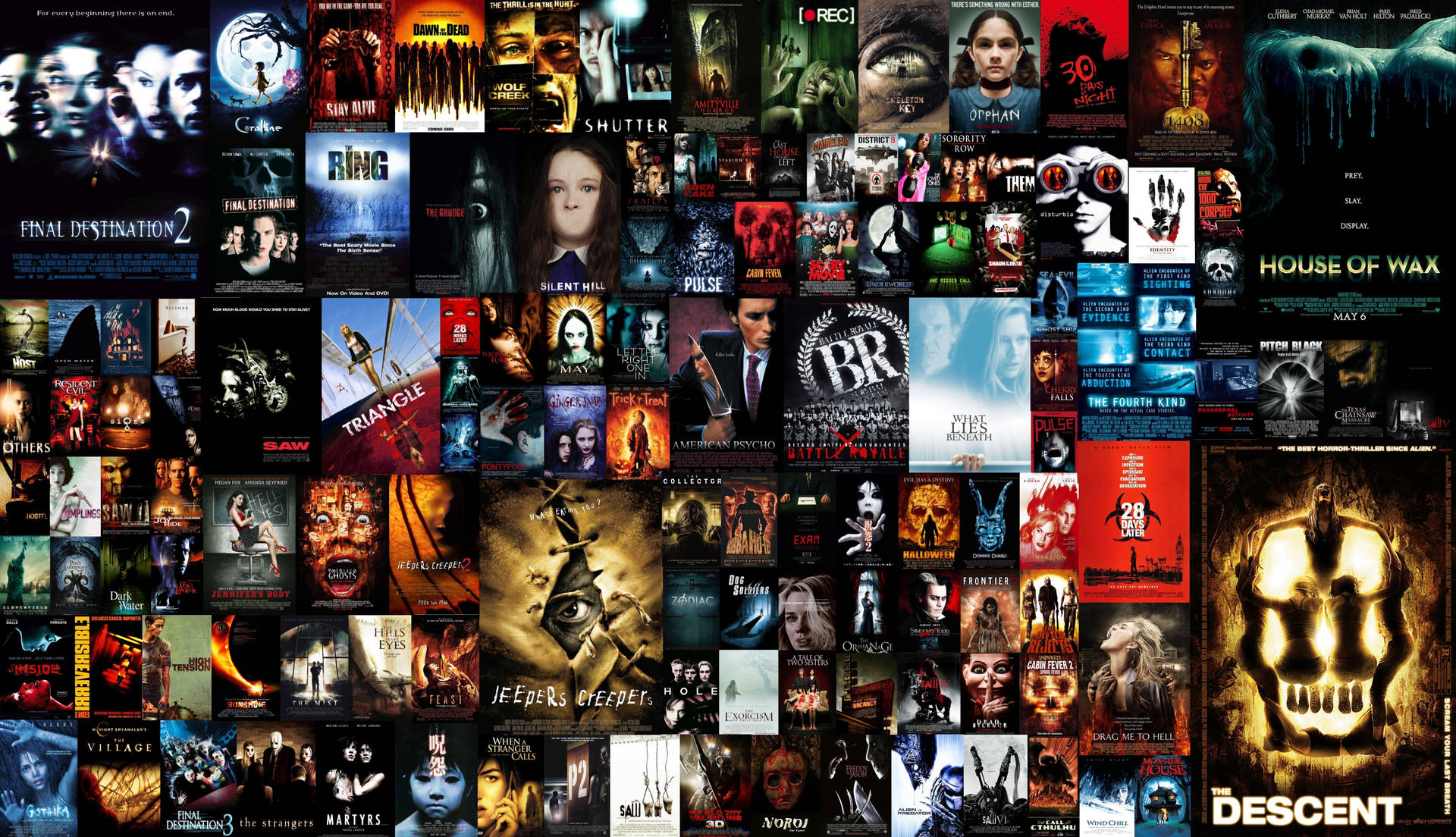 A Collage Of Horror Movie Posters Background