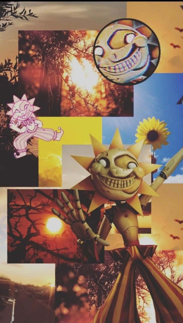 A Collage Of Images Of A Cartoon Character Background