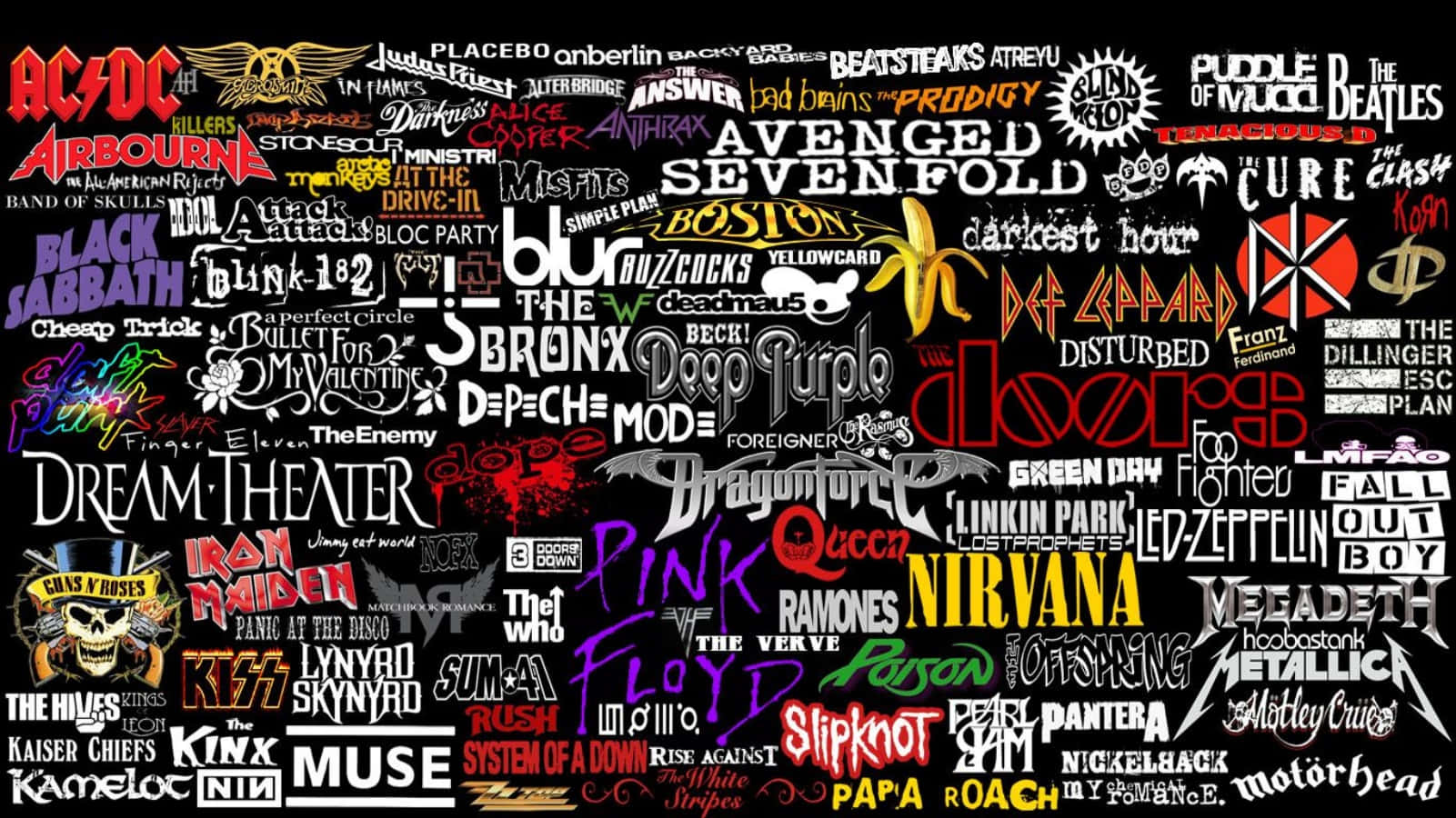 A Collage Of Many Different Bands And Their Names