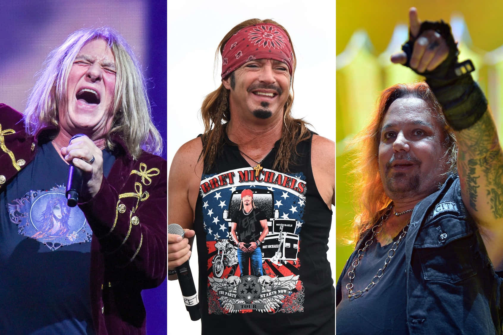 A Collage Of Men With Long Hair And Singing Background