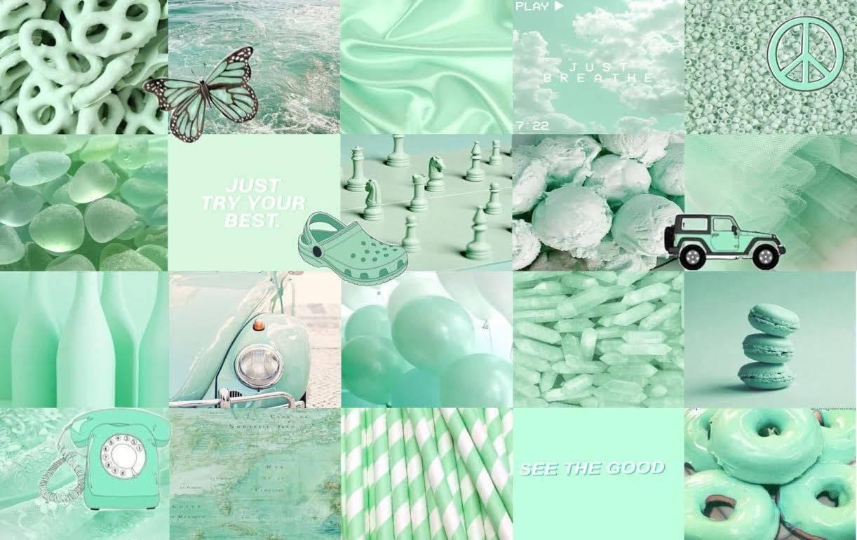 A Collage Of Mint Colored Items