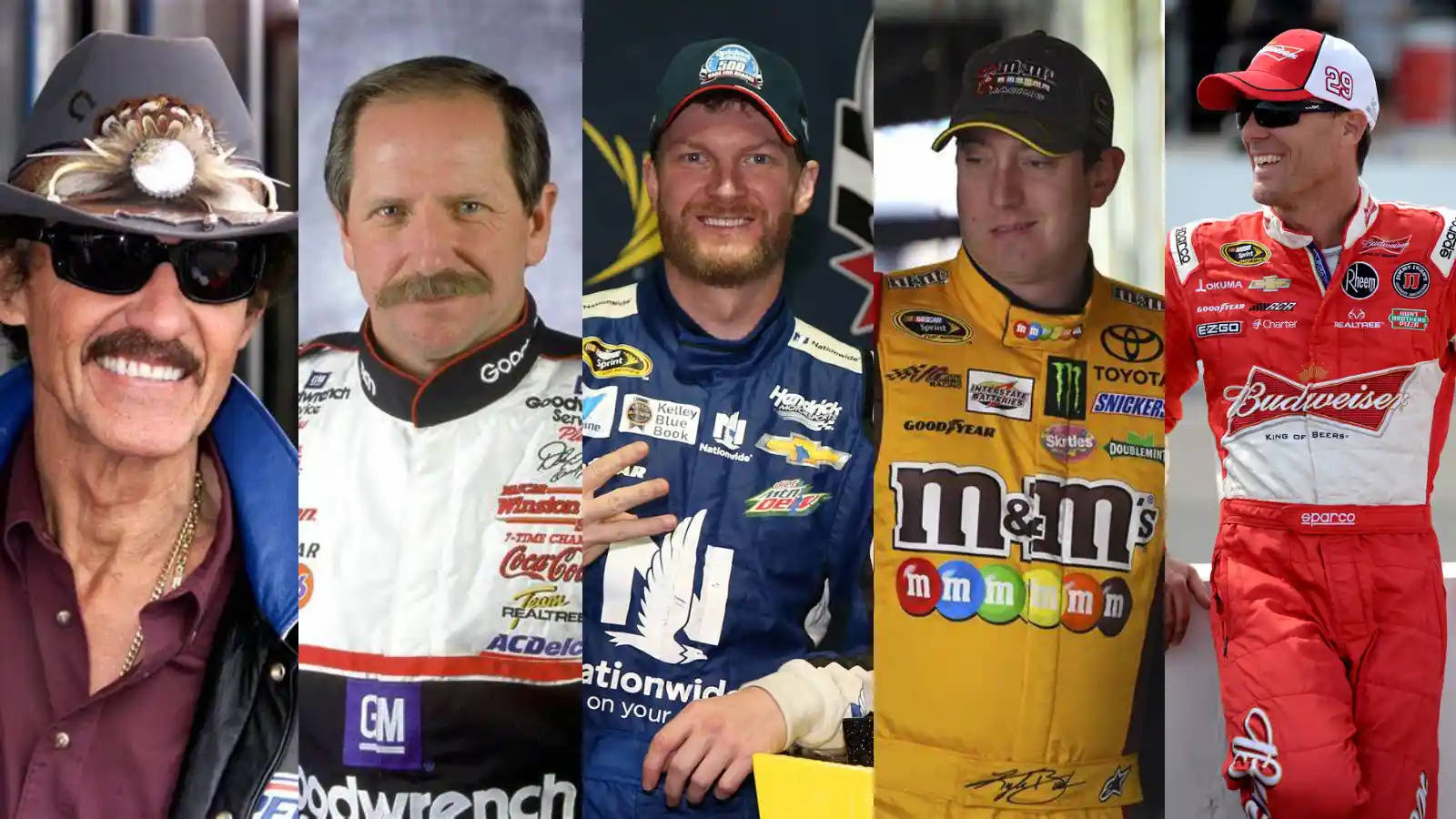 A Collage Of Nascar Drivers In Different Poses Background