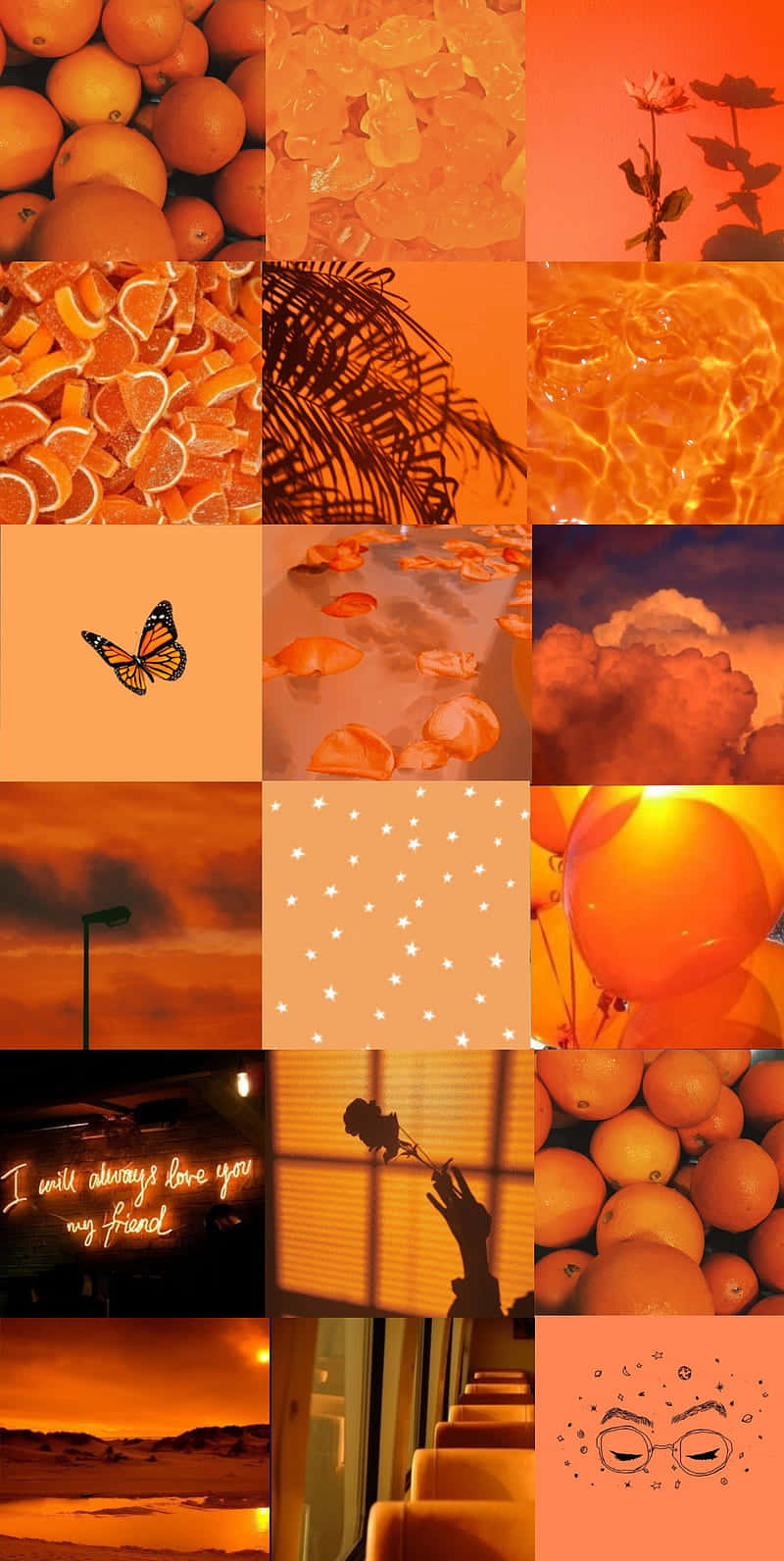 A Collage Of Orange Pictures Background