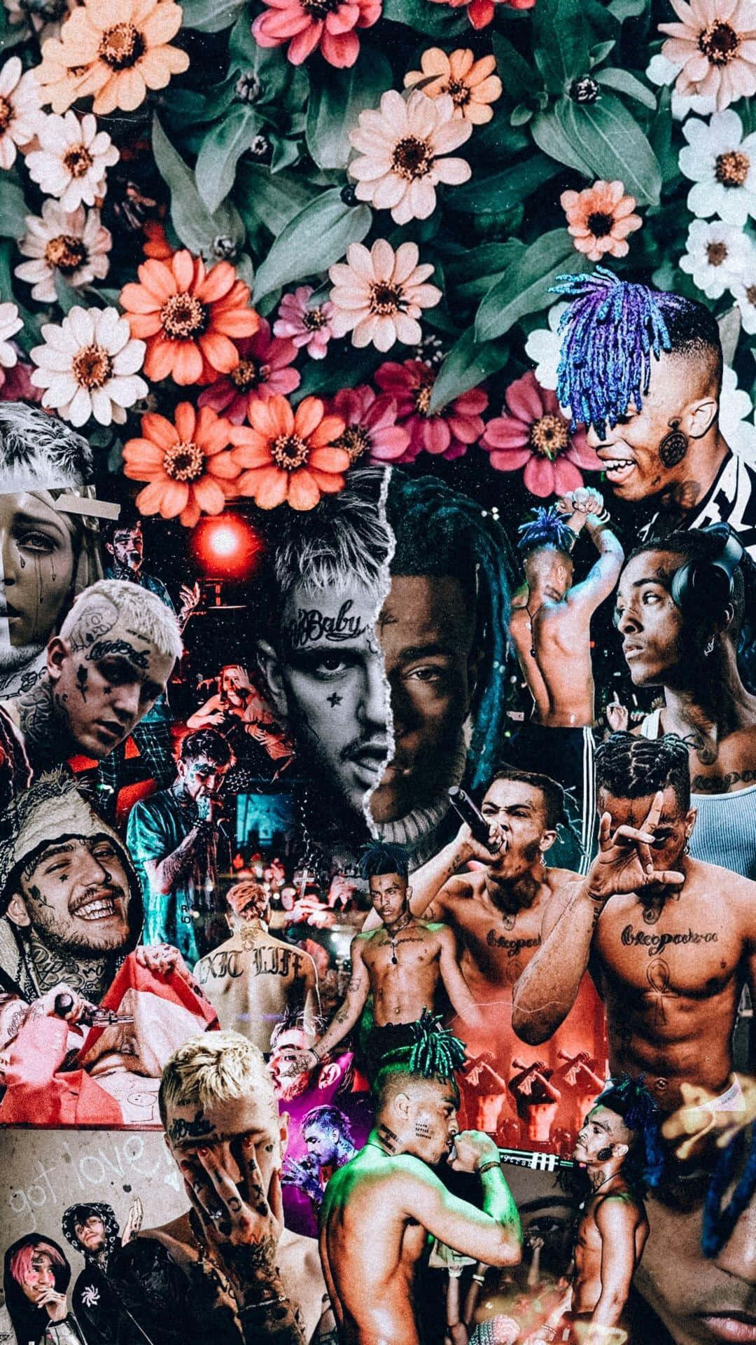 A Collage Of People With Flowers And Flowers Background