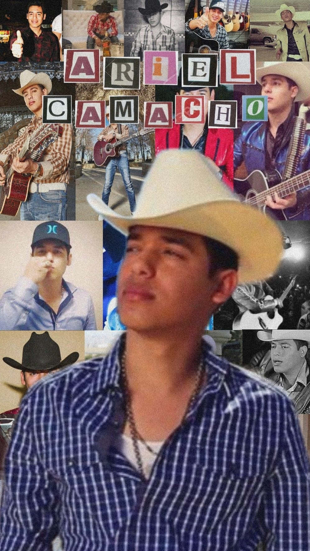 A Collage Of Photos Of A Man In A Cowboy Hat Background