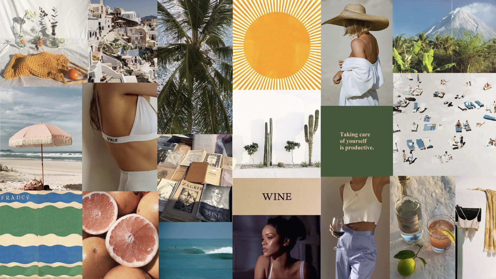 A Collage Of Photos Of People And Objects Background