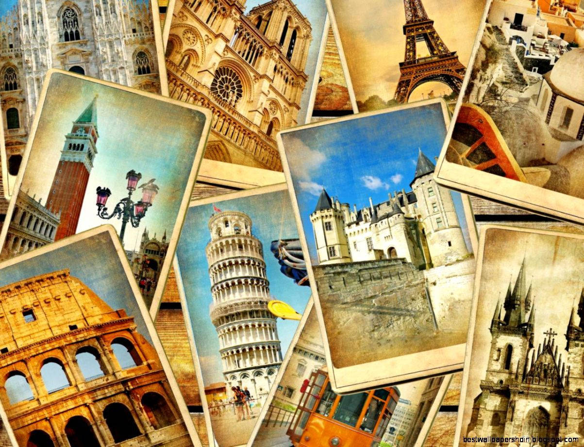 A Collage Of Photos Of Various Landmarks In Different Countries Background