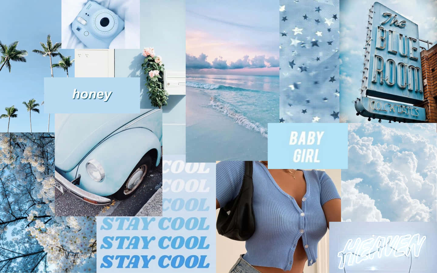 A Collage Of Photos With Blue And White Colors