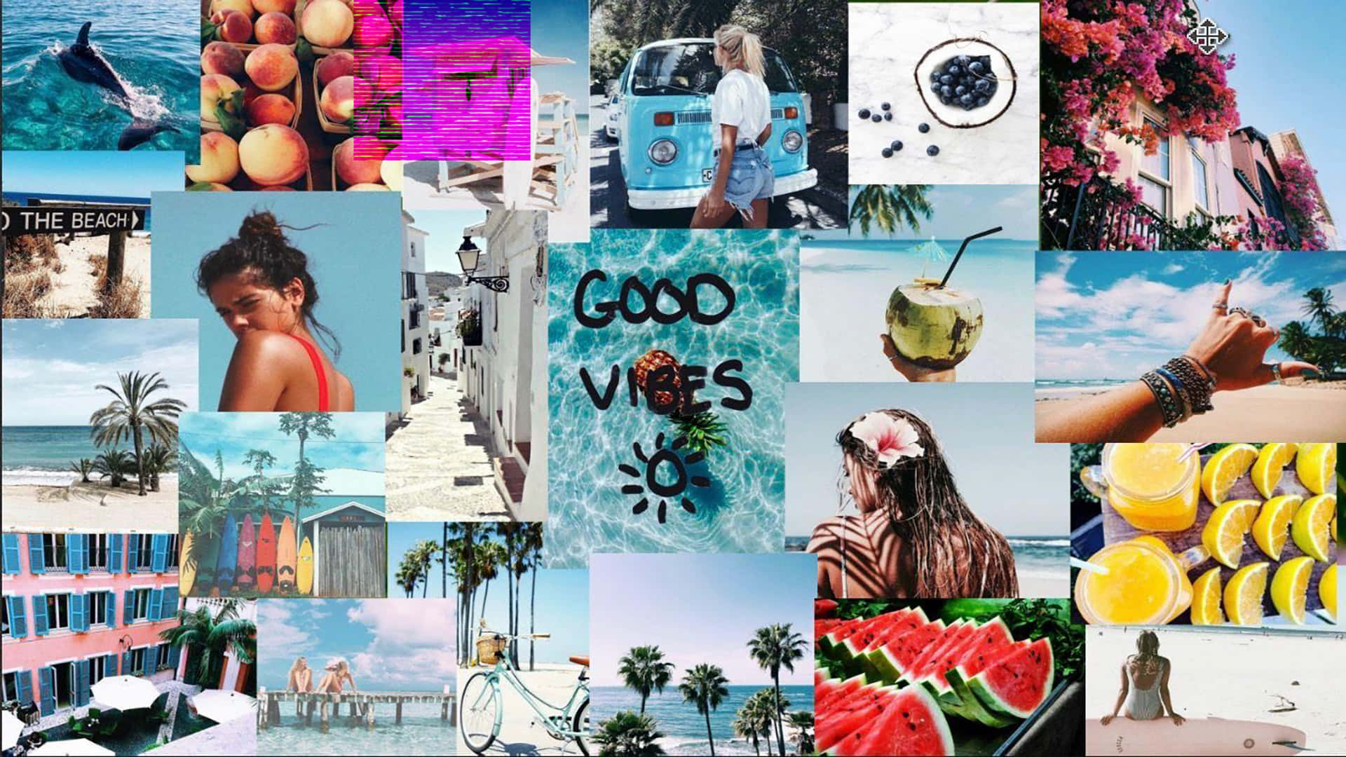 A Collage Of Photos With The Words Good Vibes Background