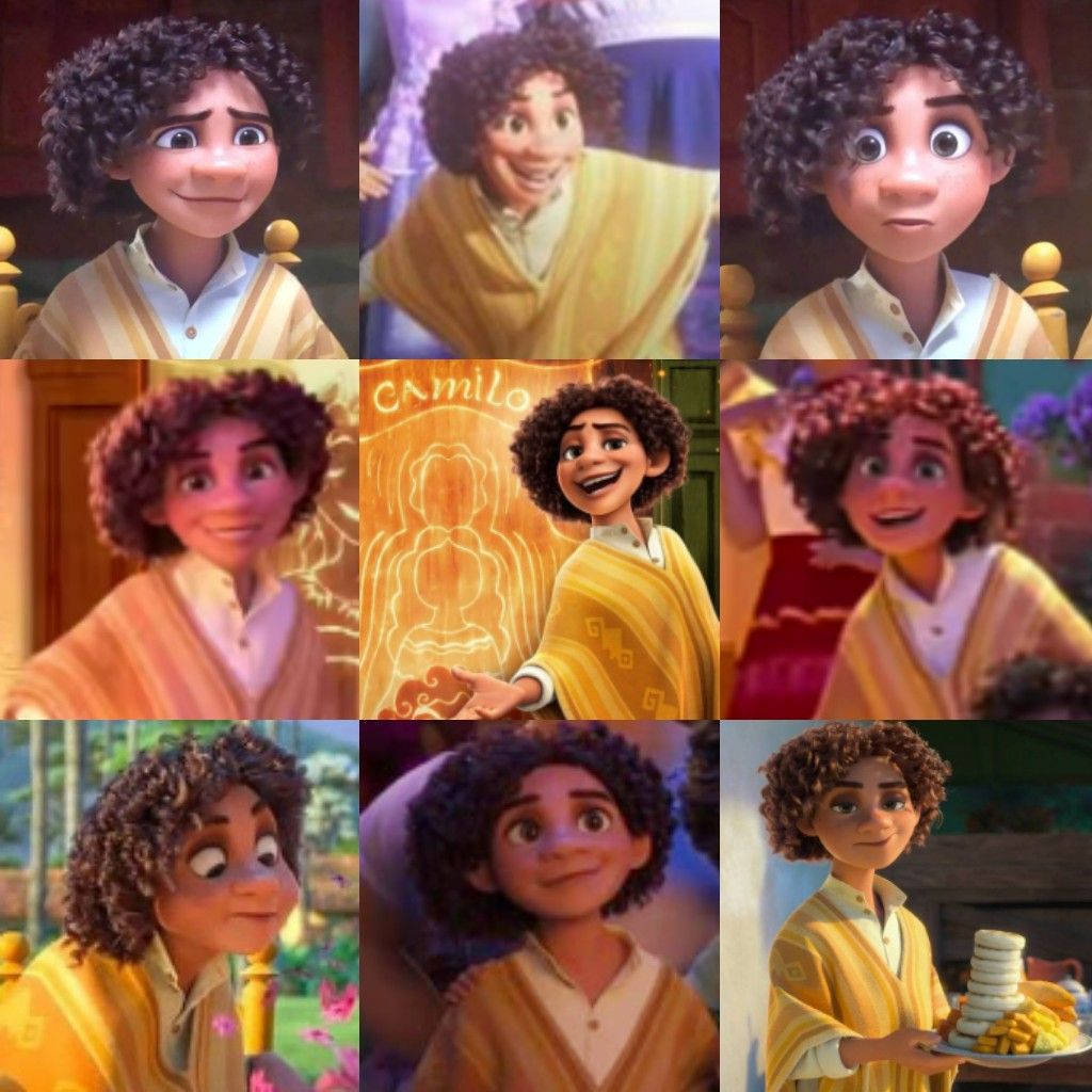 A Collage Of Pictures Of A Boy With Curly Hair Background