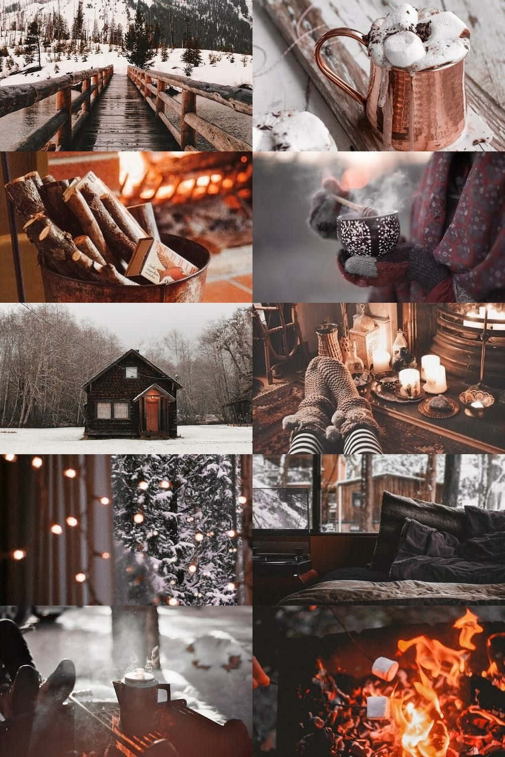 A Collage Of Pictures Of A Fireplace And A Fire