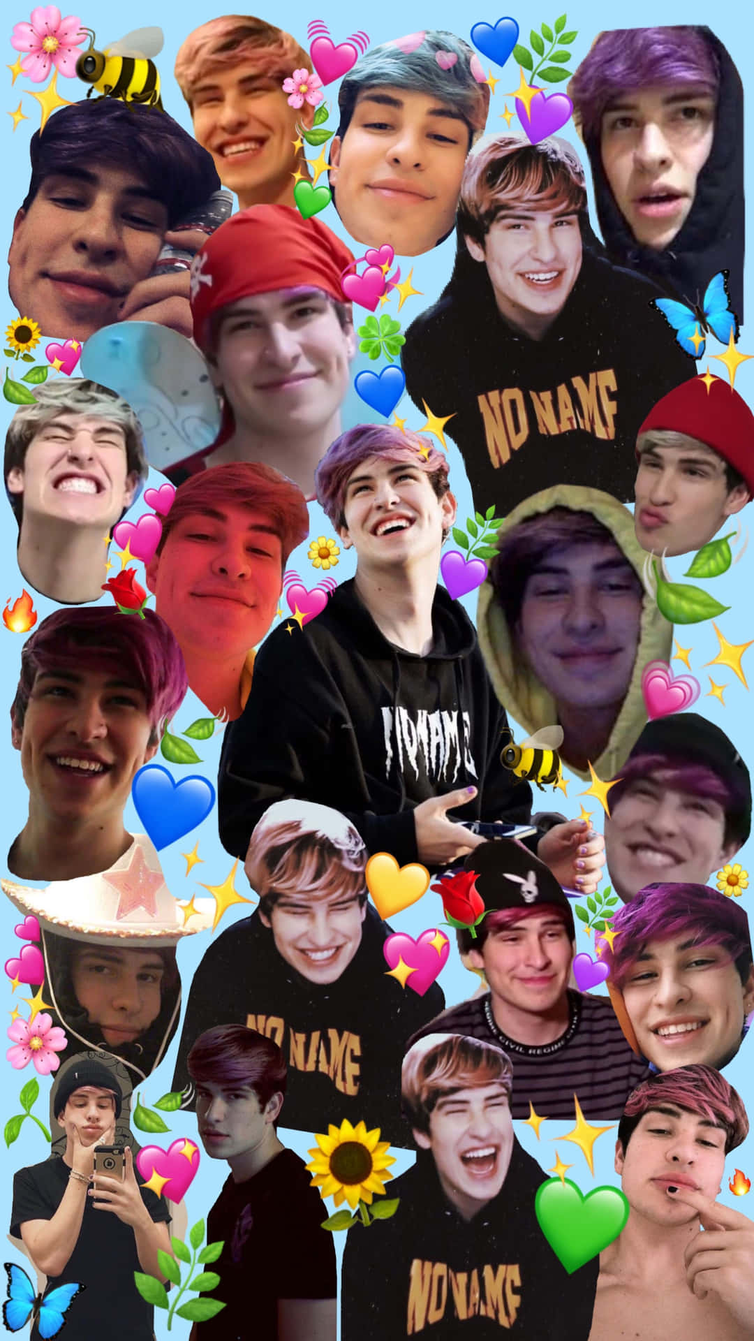 A Collage Of Pictures Of A Man With A Hat Background