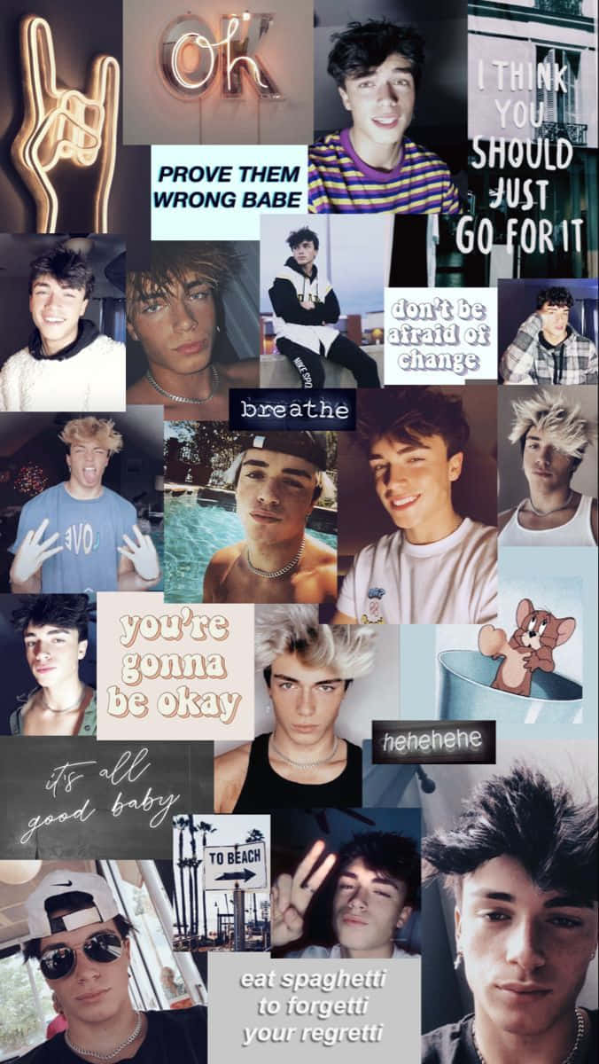 A Collage Of Pictures Of A Man With A Hat Background
