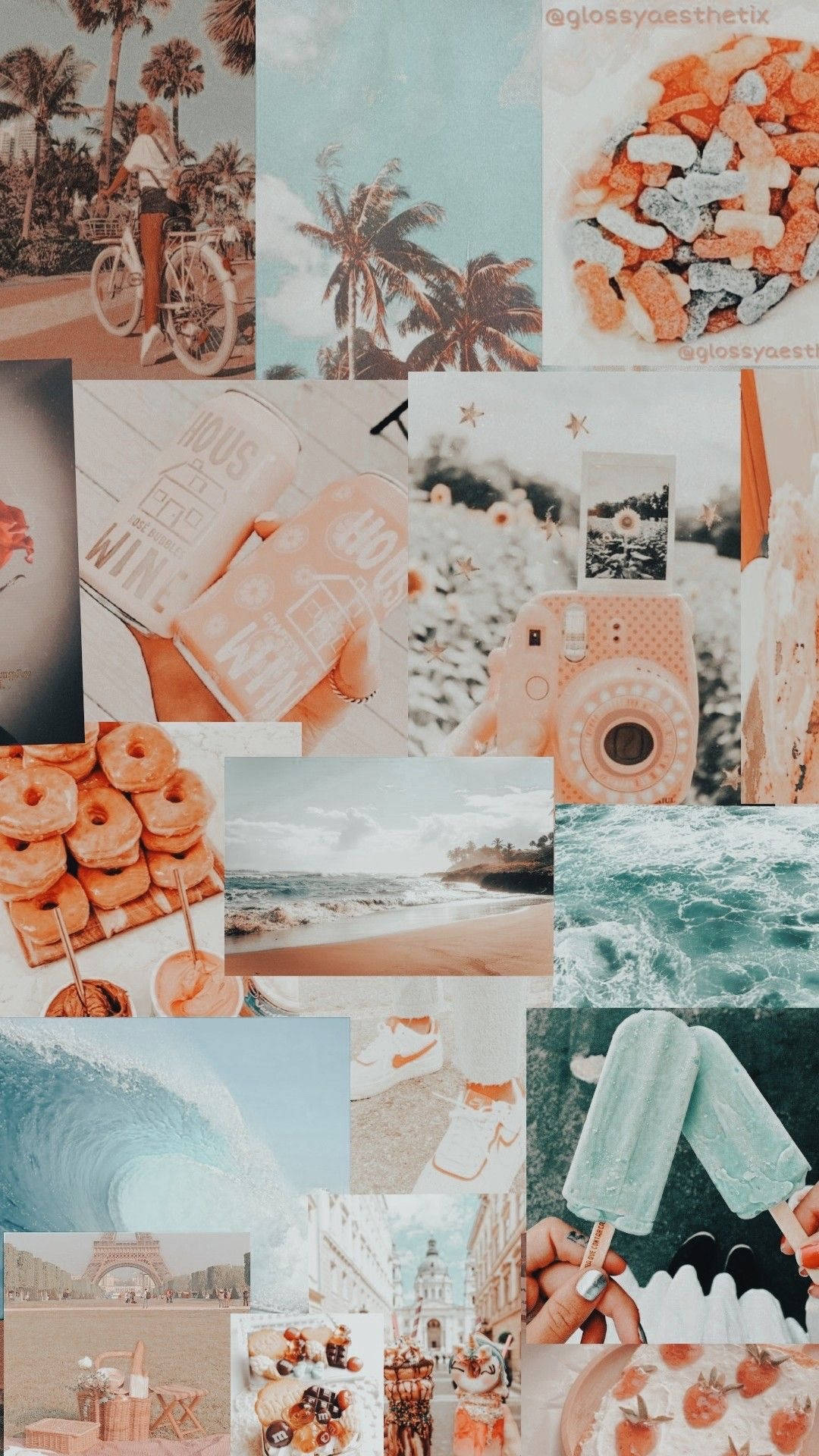 A Collage Of Pictures Of Beach, Beach, And Other Things Background