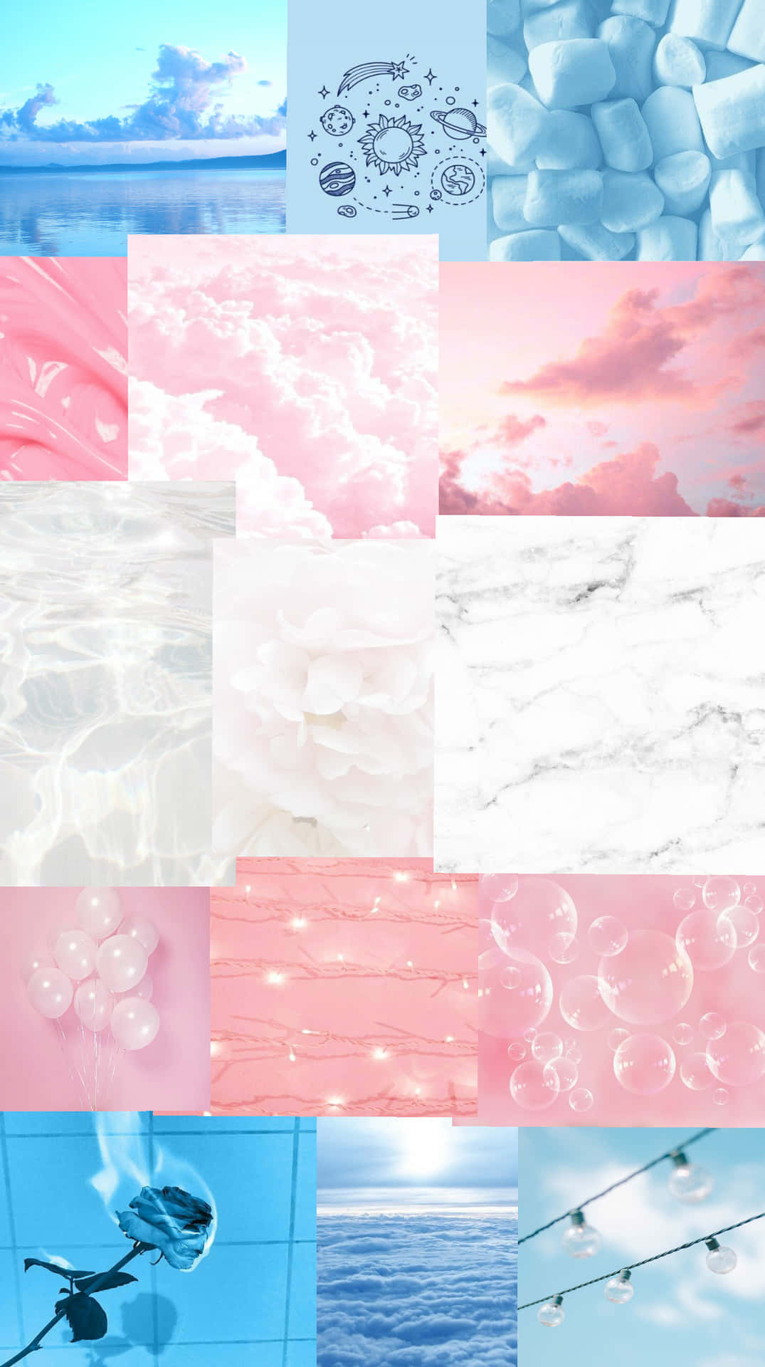 A Collage Of Pictures Of Blue And Pink