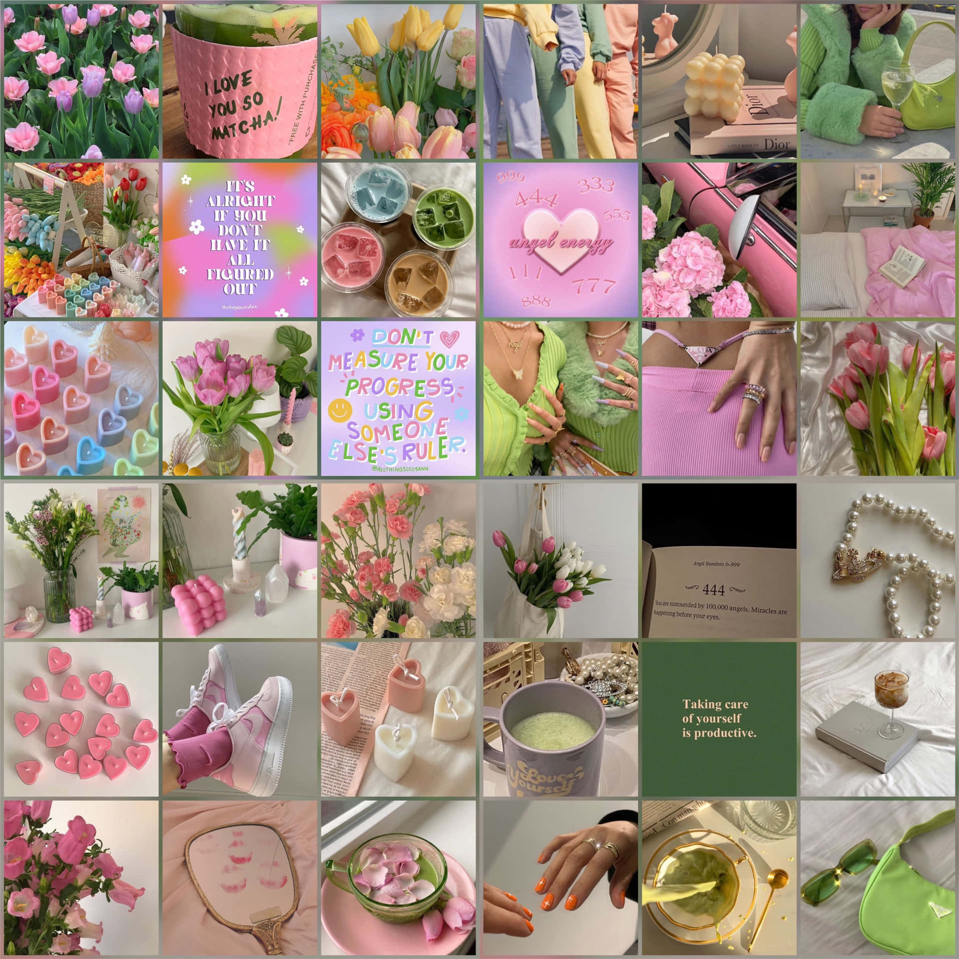 A Collage Of Pictures Of Flowers And Other Items Background