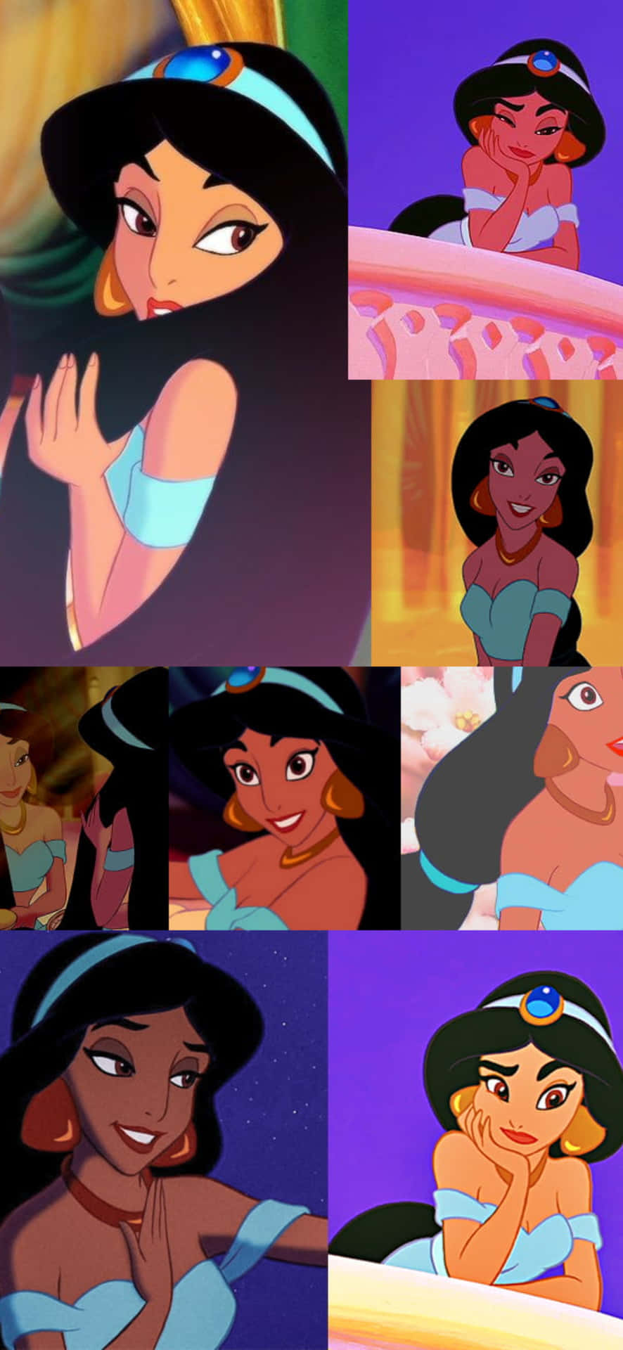 A Collage Of Pictures Of Jasmine From Disney Background