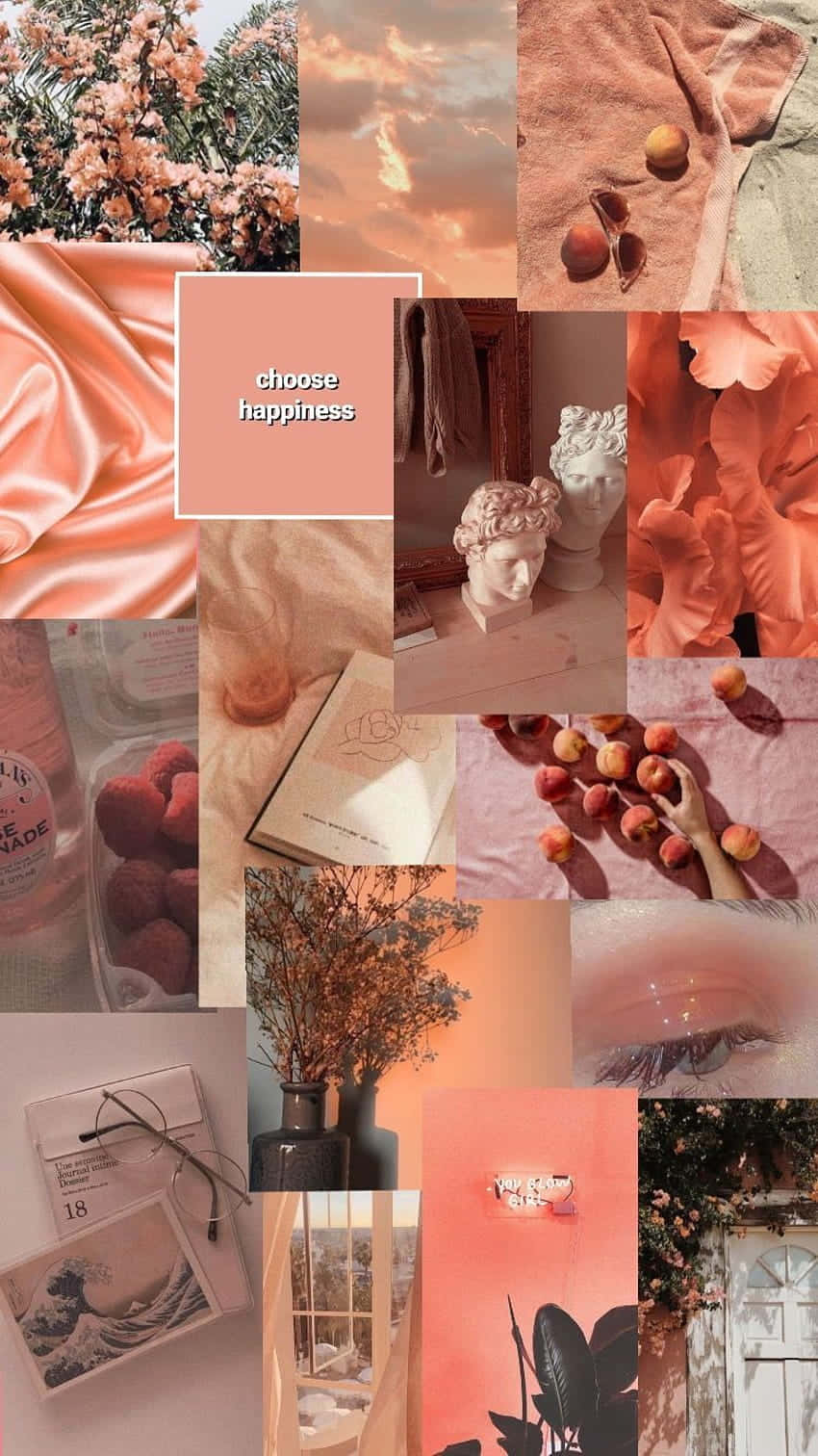 A Collage Of Pictures Of Peach And Orange