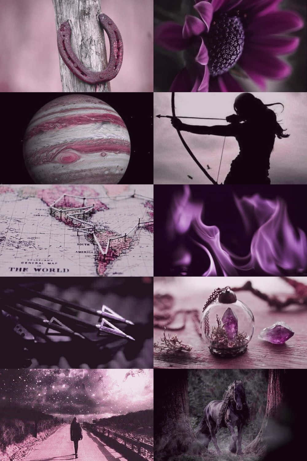 A Collage Of Pictures Of Purple And Black Background