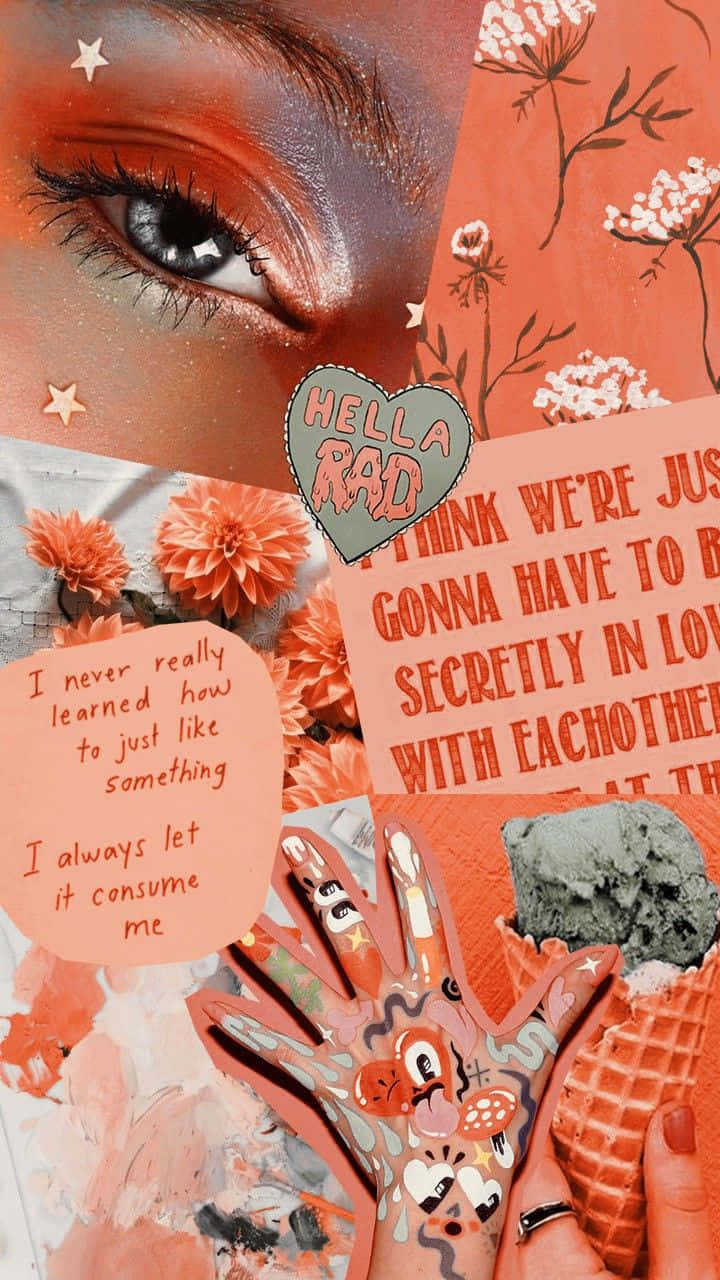 A Collage Of Pictures With Orange And Orange Colors Background