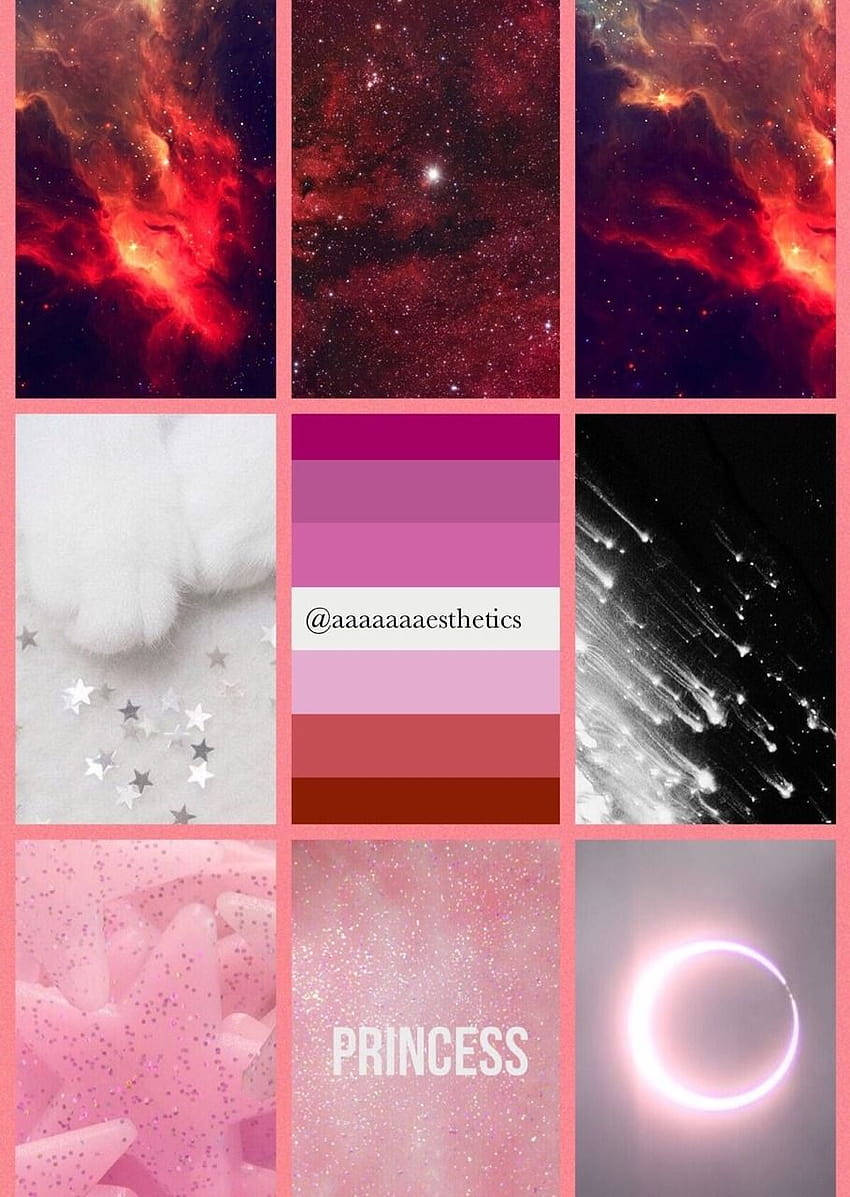 A Collage Of Pink And Purple Pictures With Stars And Stars Background