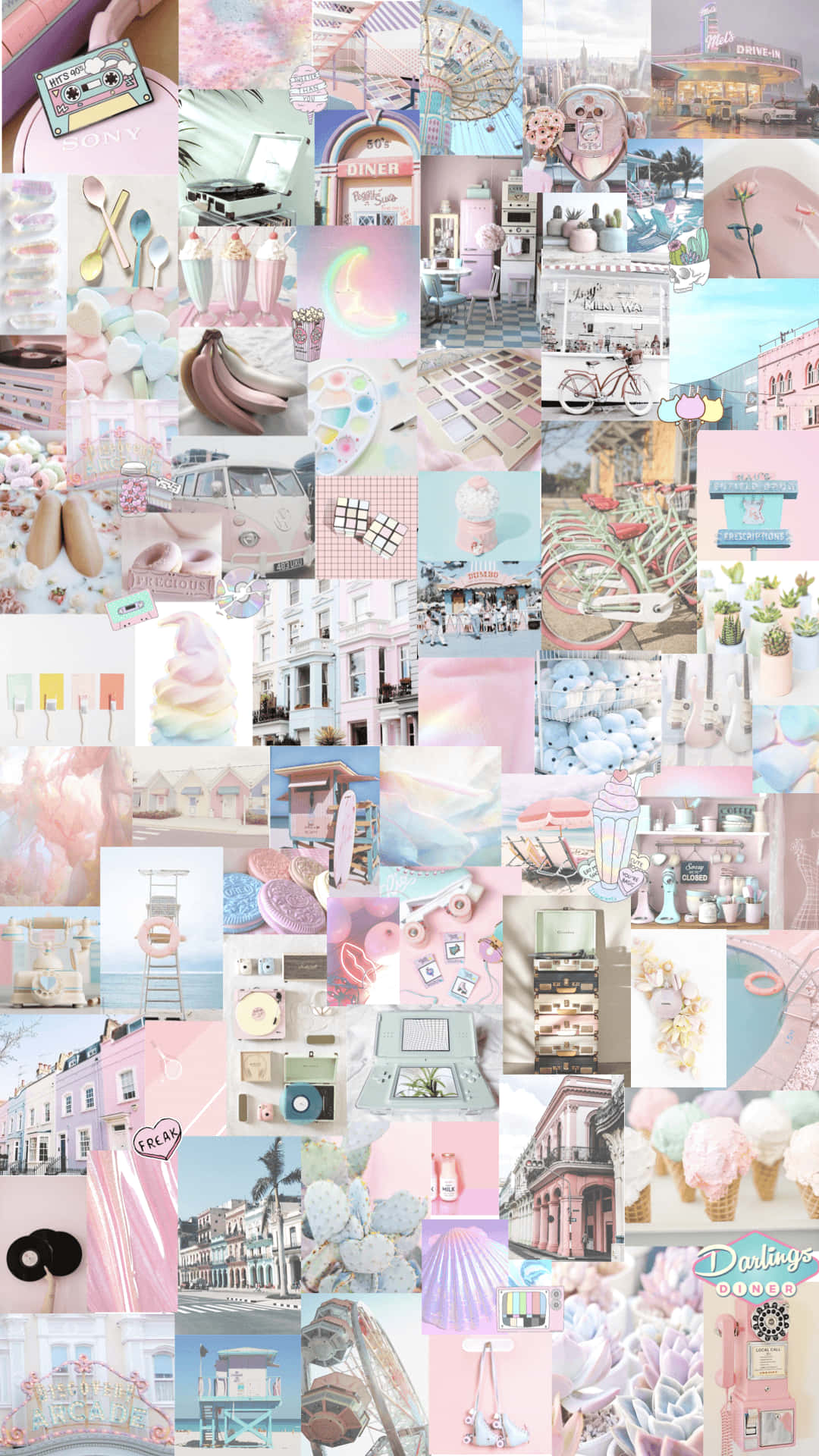 A Collage Of Pink And White Pictures Background