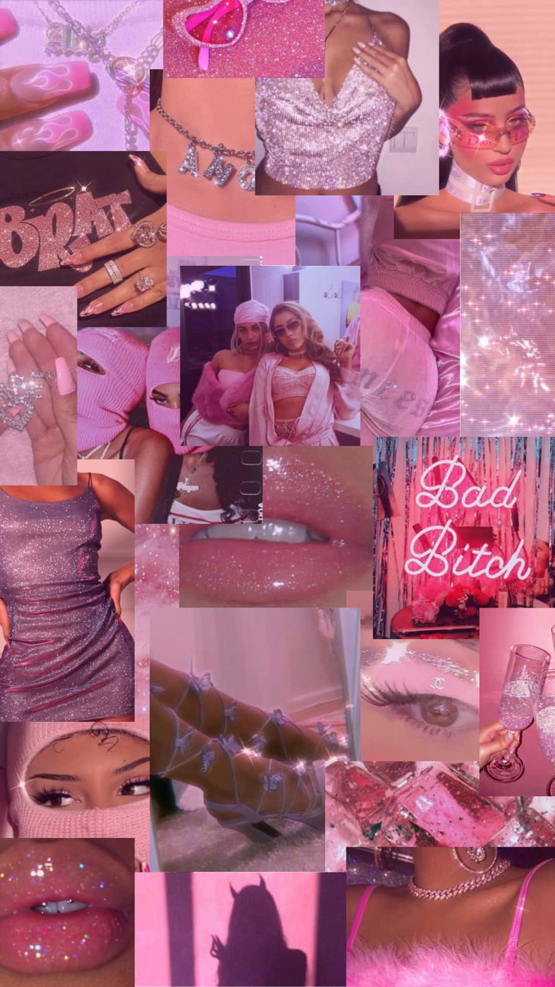 A Collage Of Pink Pictures With Various Items Background