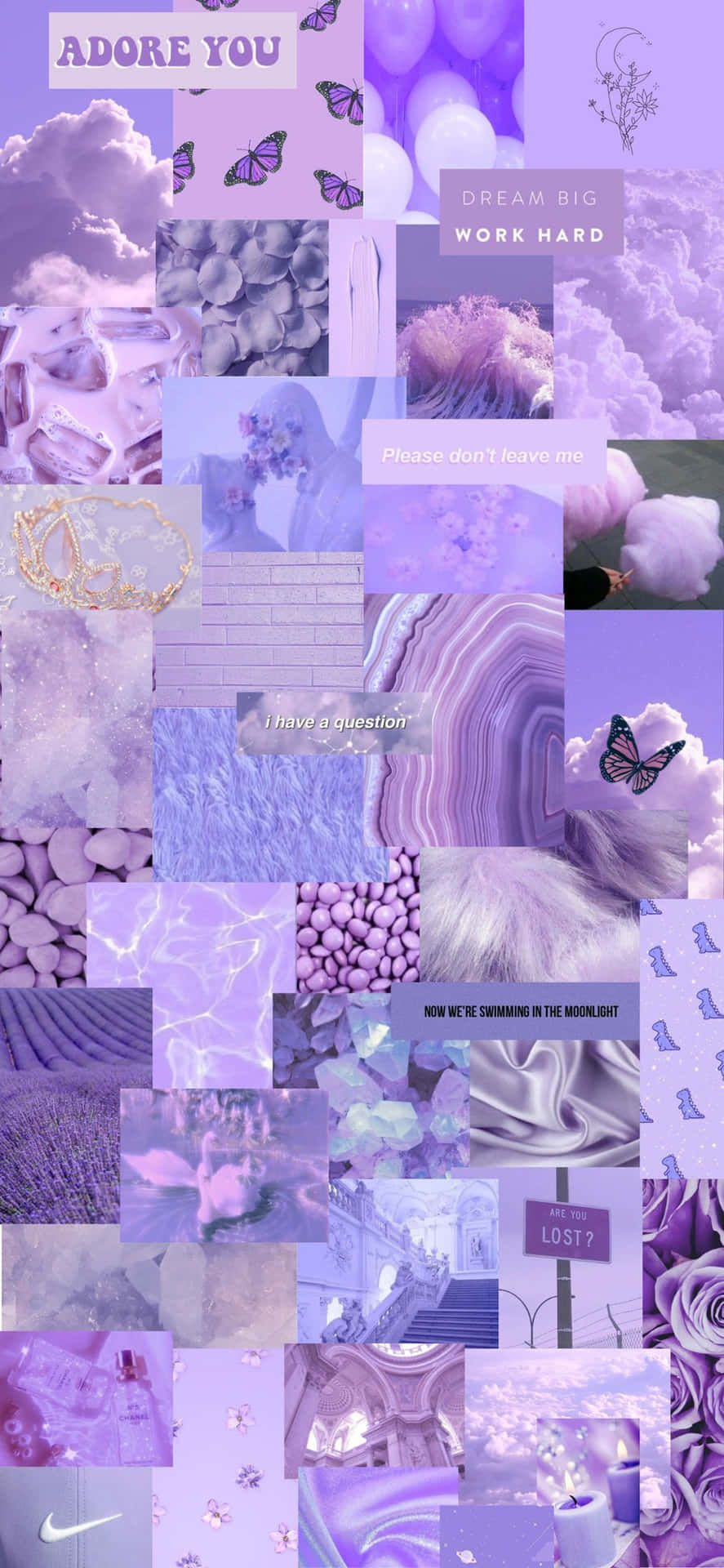 A Collage Of Purple Pictures And Clouds Background