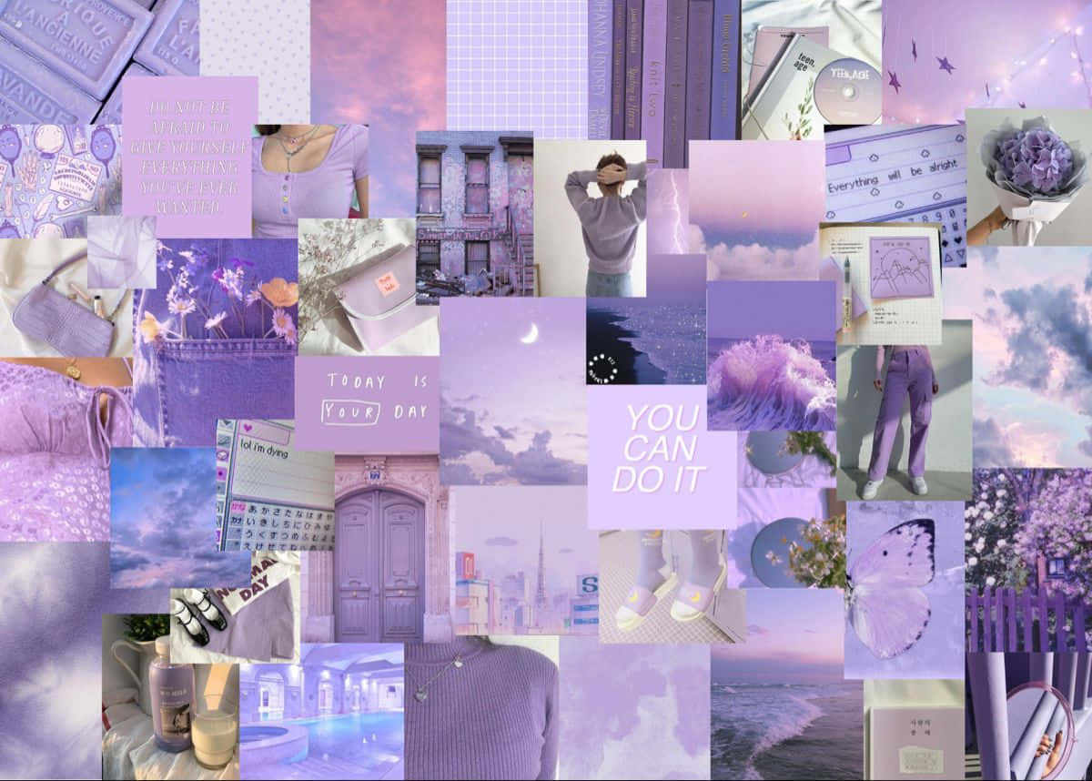 A Collage Of Purple Pictures And Photos Background