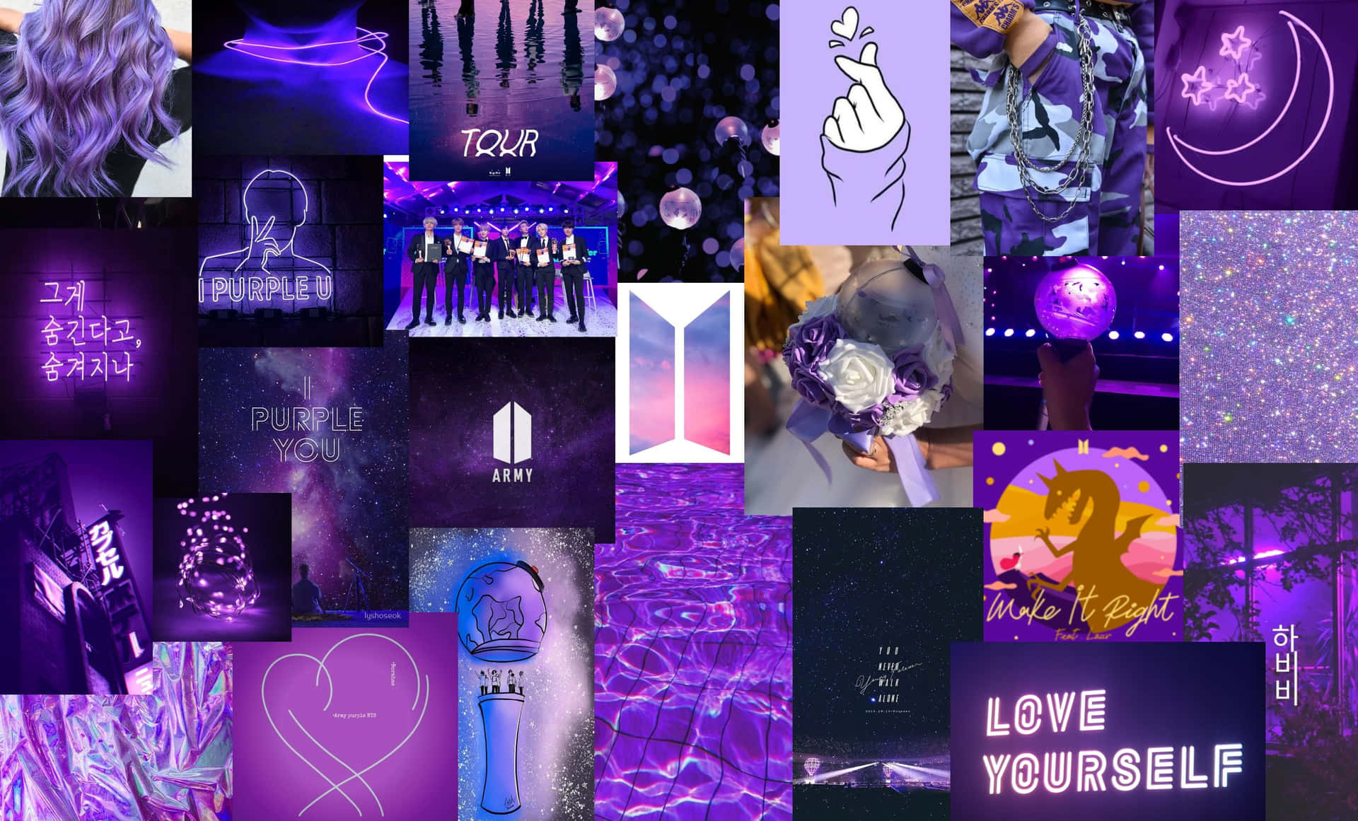 A Collage Of Purple Pictures With A Purple Background Background