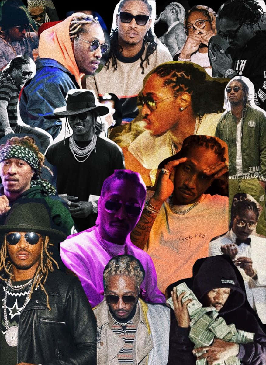 A Collage Of Rappers With Different Styles Of Clothing Background