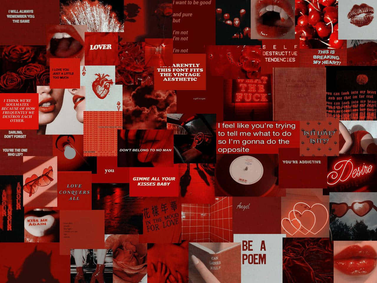 A Collage Of Red And Black Images Background