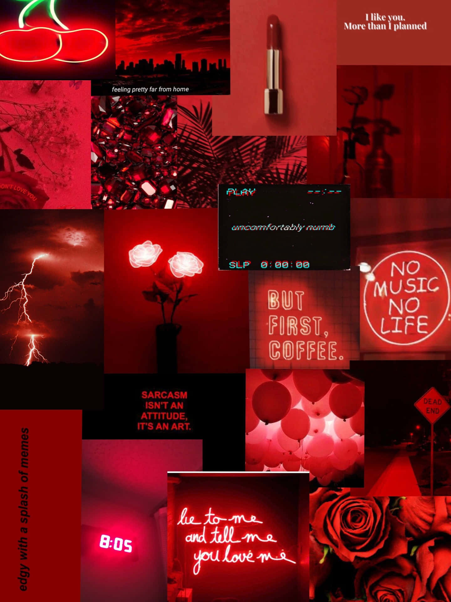 A Collage Of Red And Black Photos