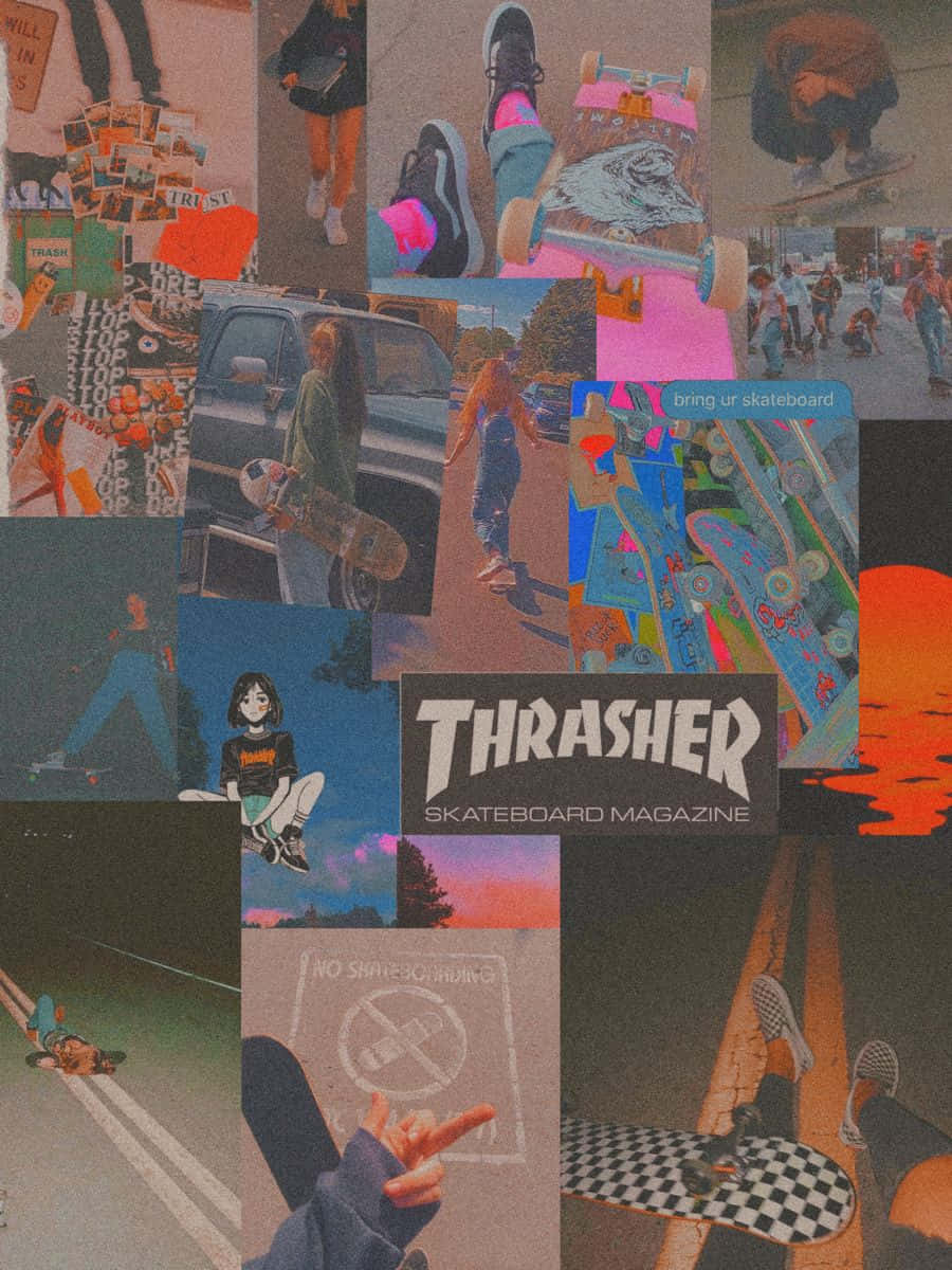 A Collage Of Skateboarders Background