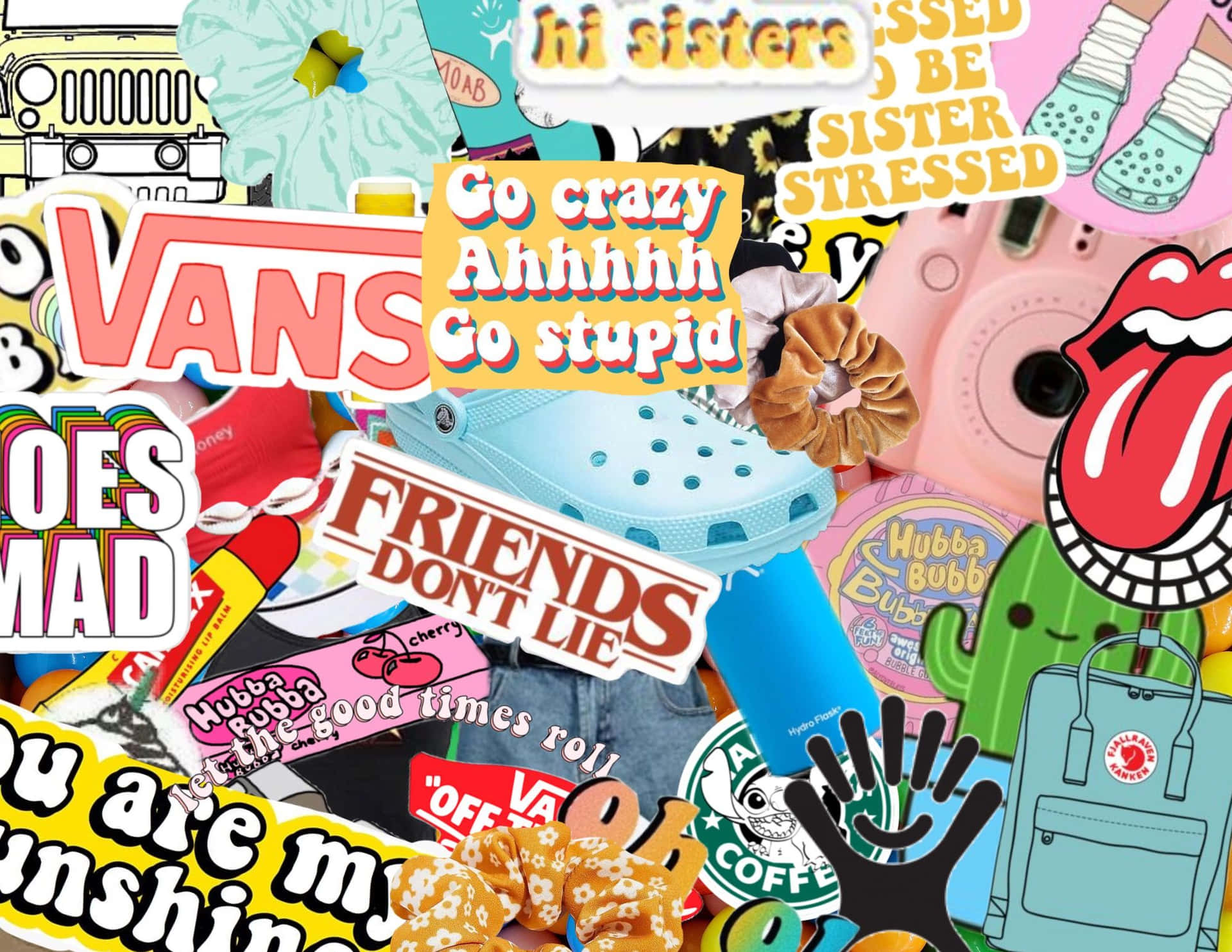 A Collage Of Stickers With Various Designs Background