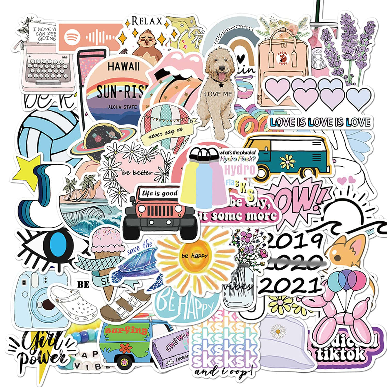 A Collage Of Stickers With Various Designs Background