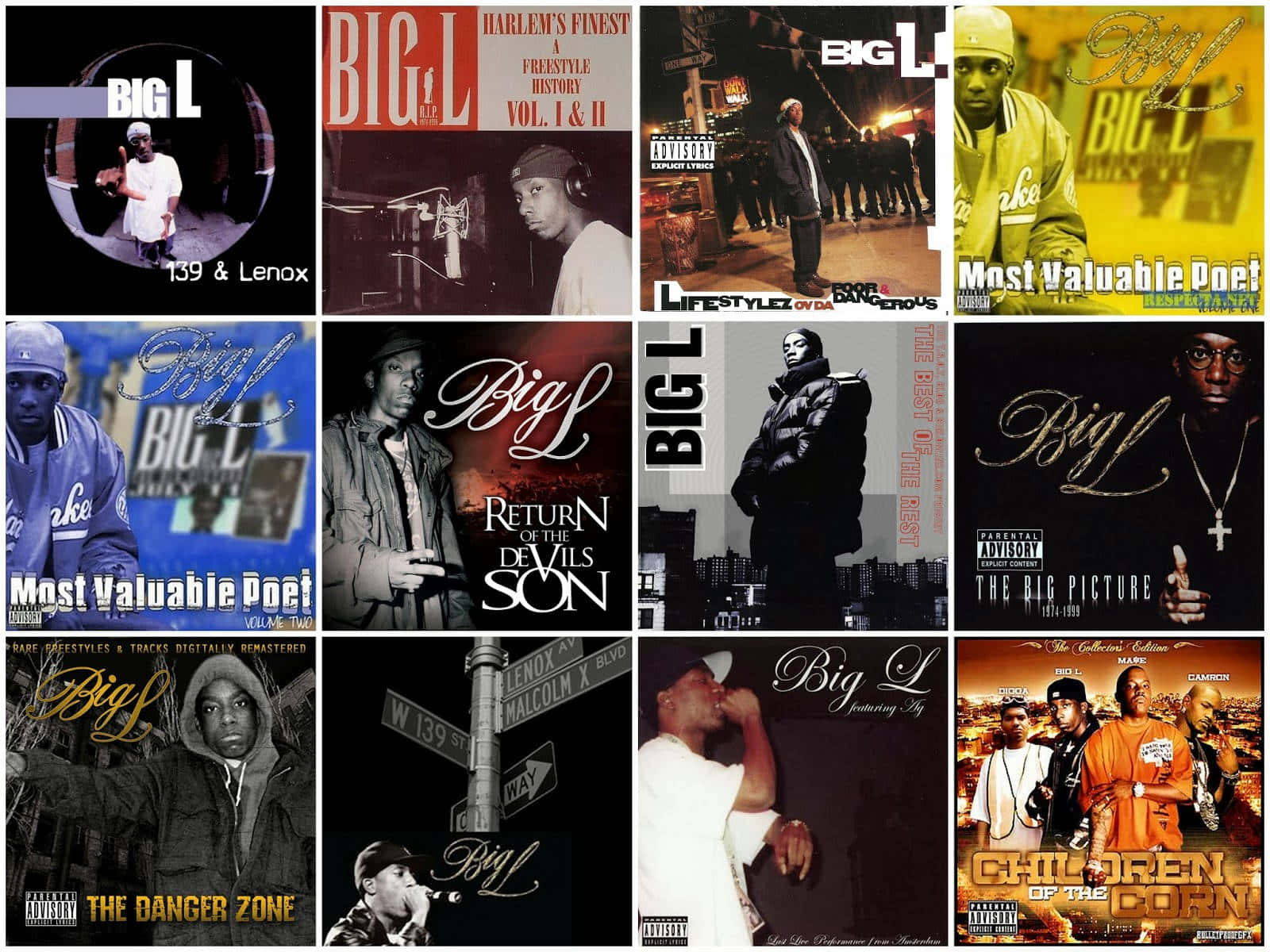 A Collage Of Various Hip Hop Albums Background