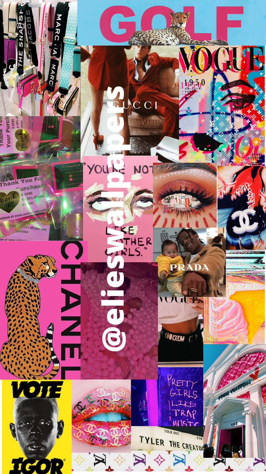 A Collage Of Various Images Of Chanel, Vogue, And Other Magazines