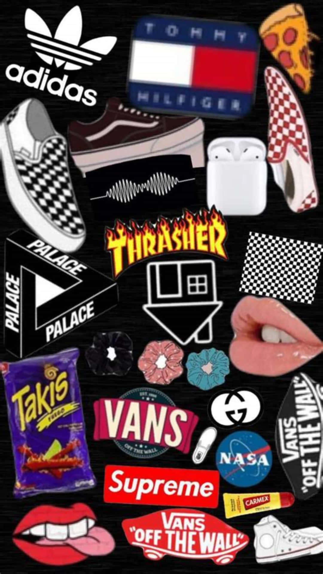 A Collage Of Various Stickers And Other Items Background