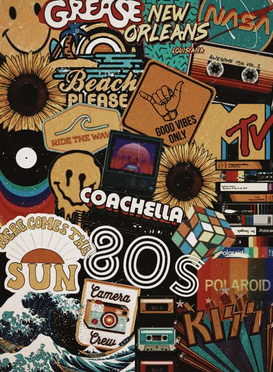 A Collage Of Various Stickers And Other Items