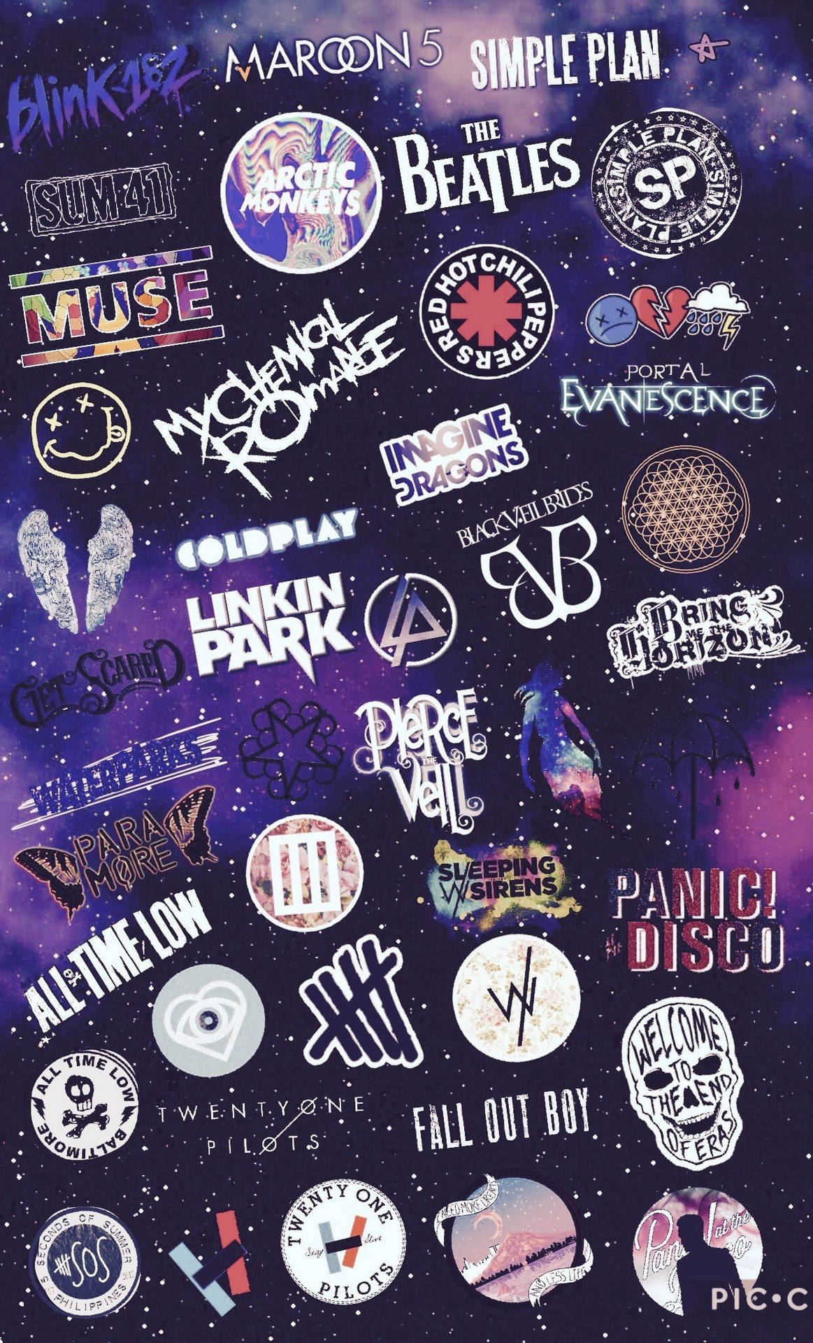 A Collage Of Various Stickers On A Space Background Background