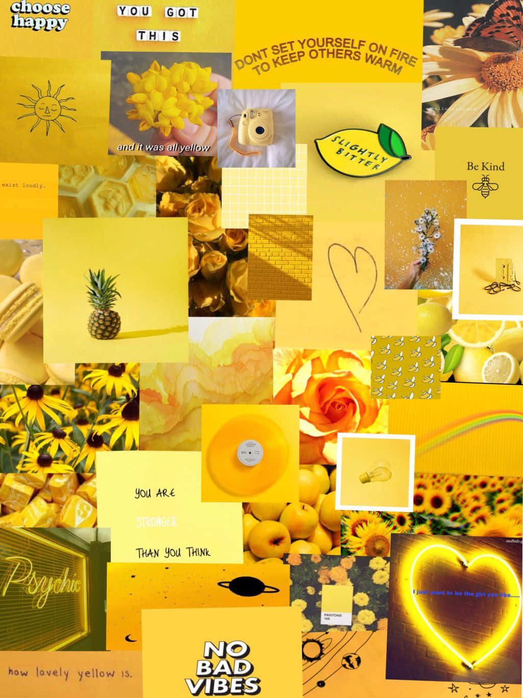 A Collage Of Yellow Pictures Background