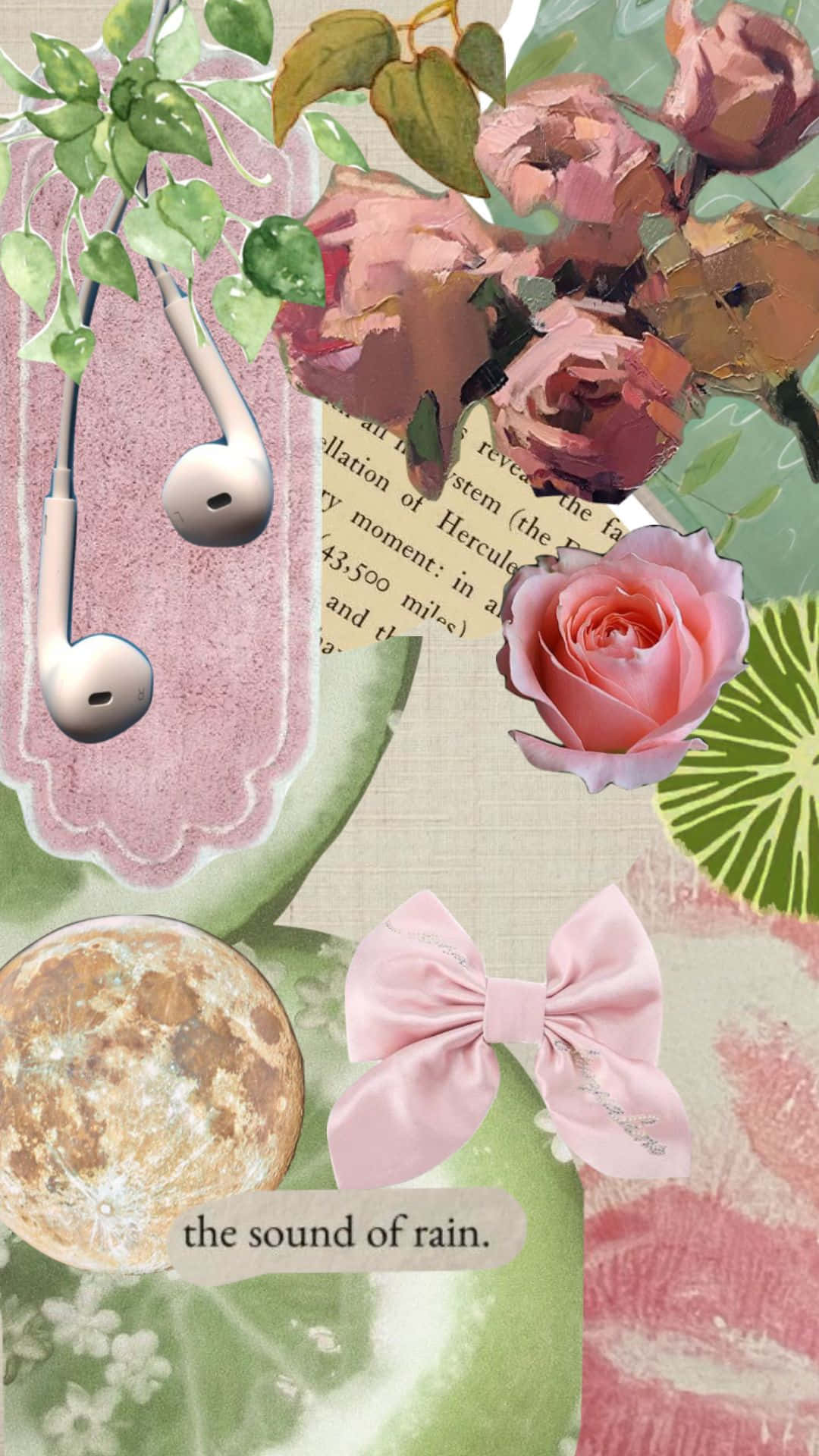 A Collage With Flowers, Leaves And A Hat