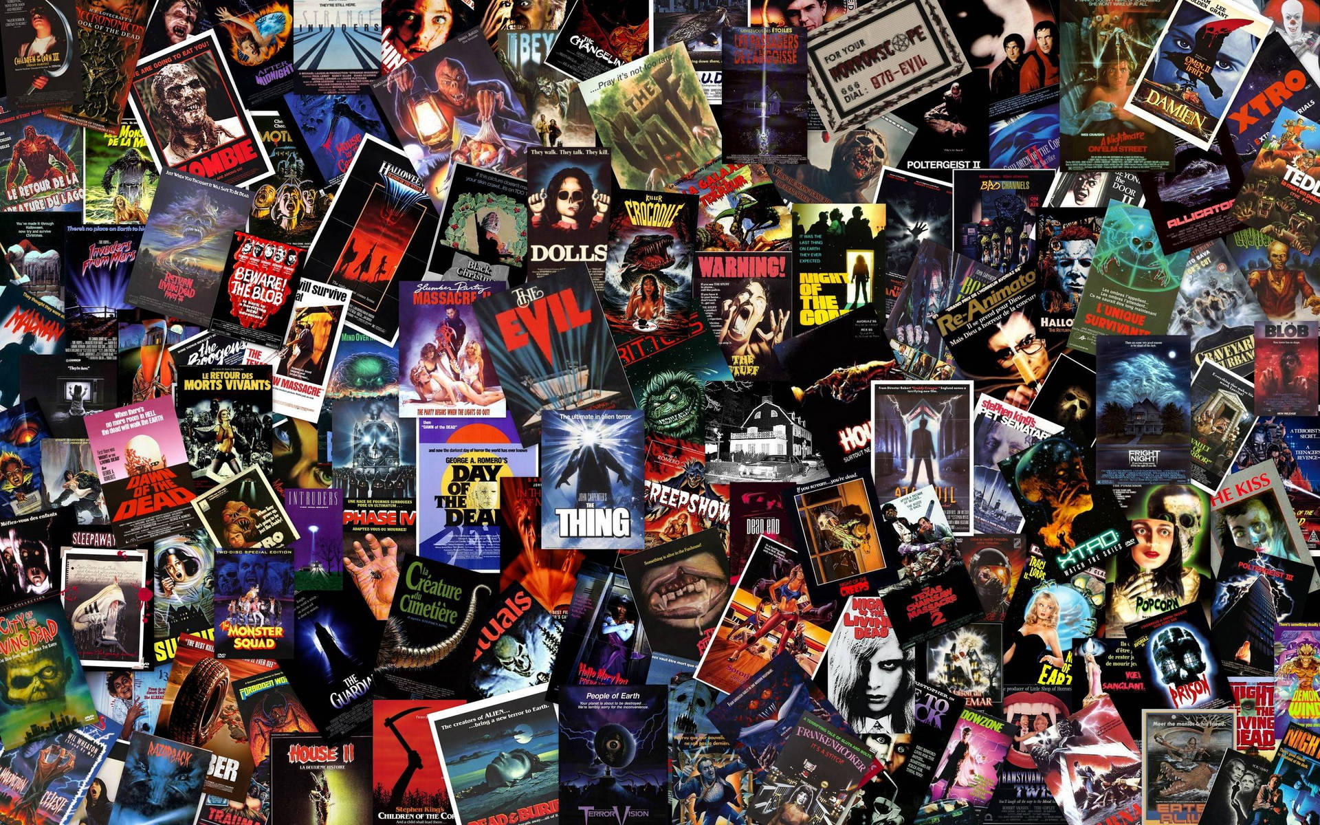 A Collection Of Horror Movie Posters Background